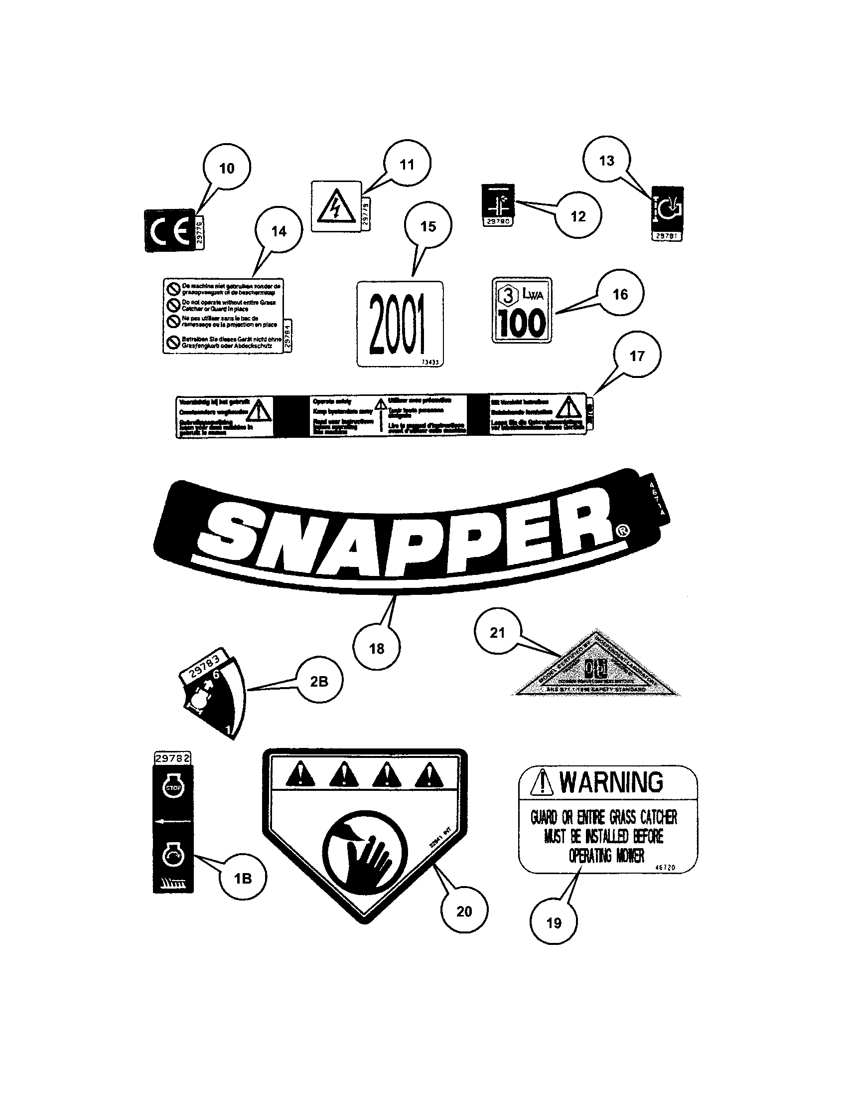 Snapper EMRP216014B decals (part 2) diagram