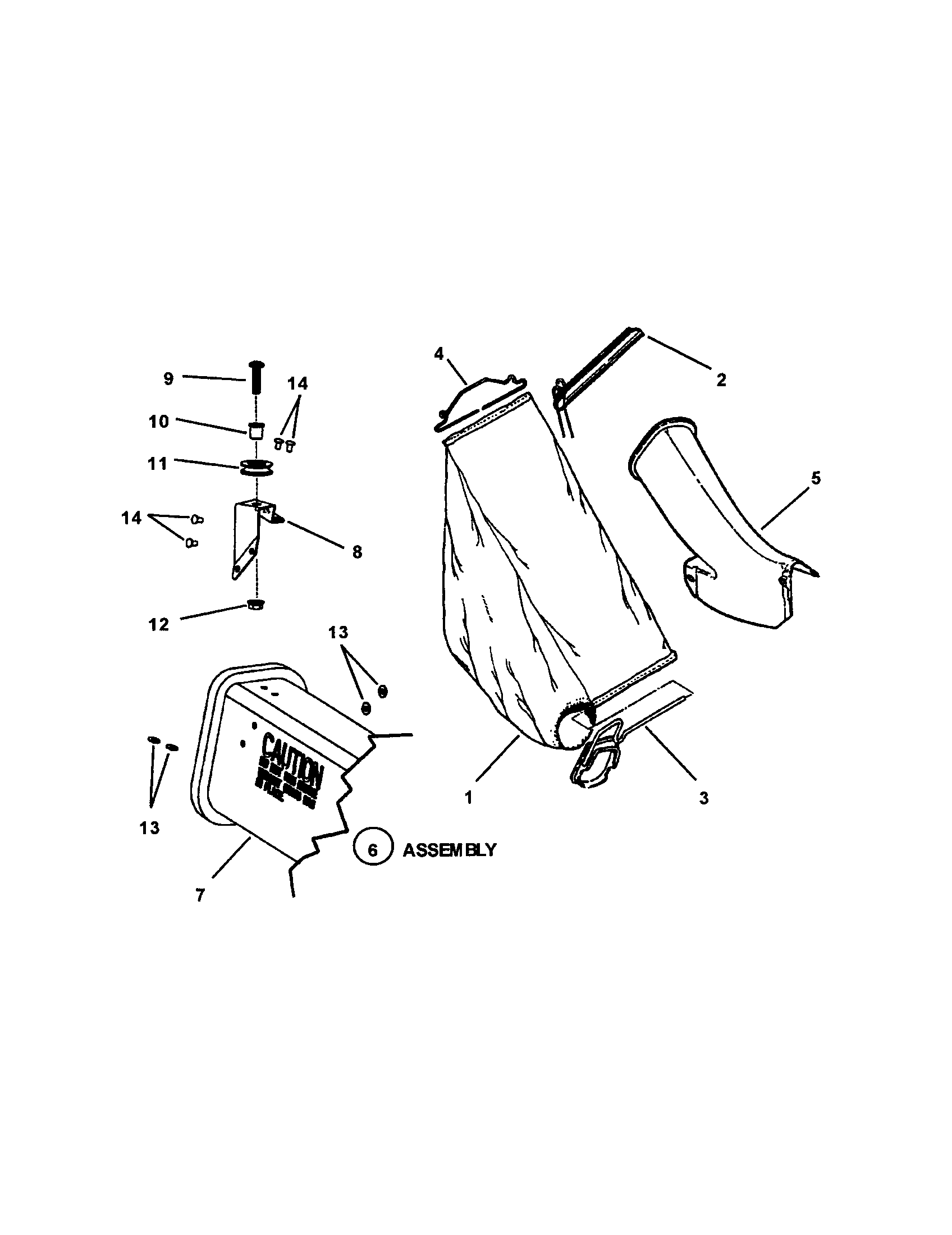 Snapper EMRP216014B grass bag (swivel wheel model) diagram
