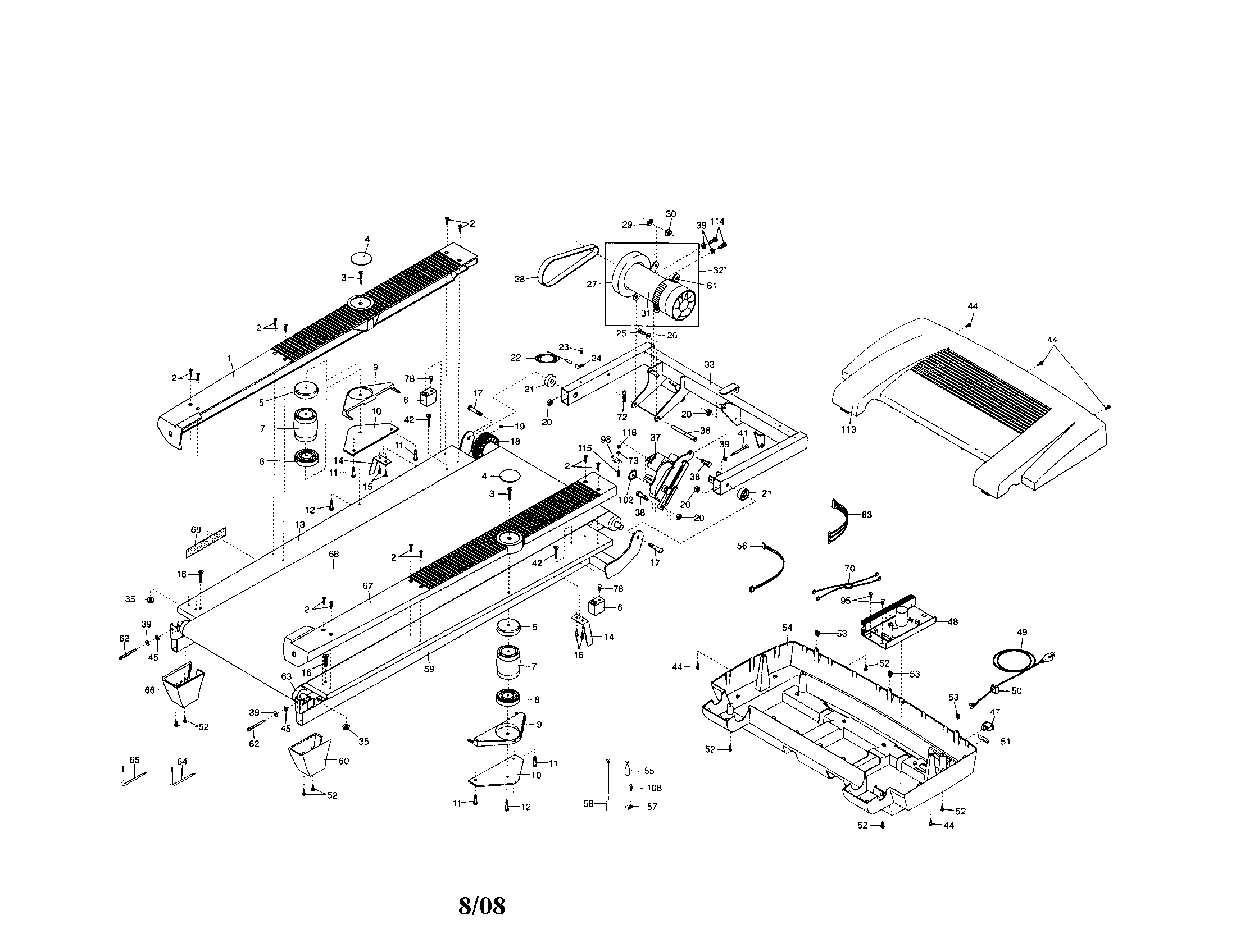 Proform 831295254 walking belt/motor diagram