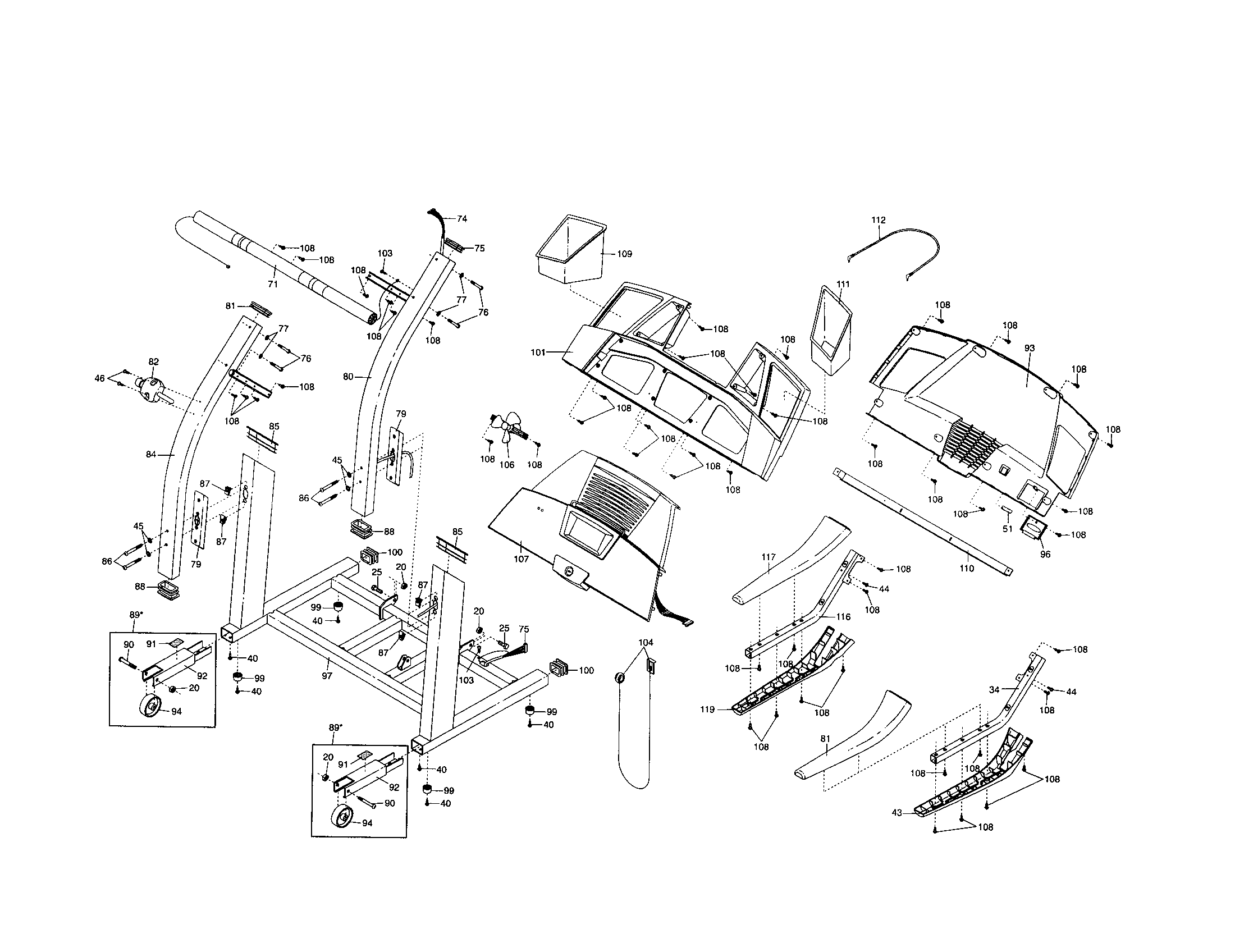Proform 831295254 console/uprights diagram