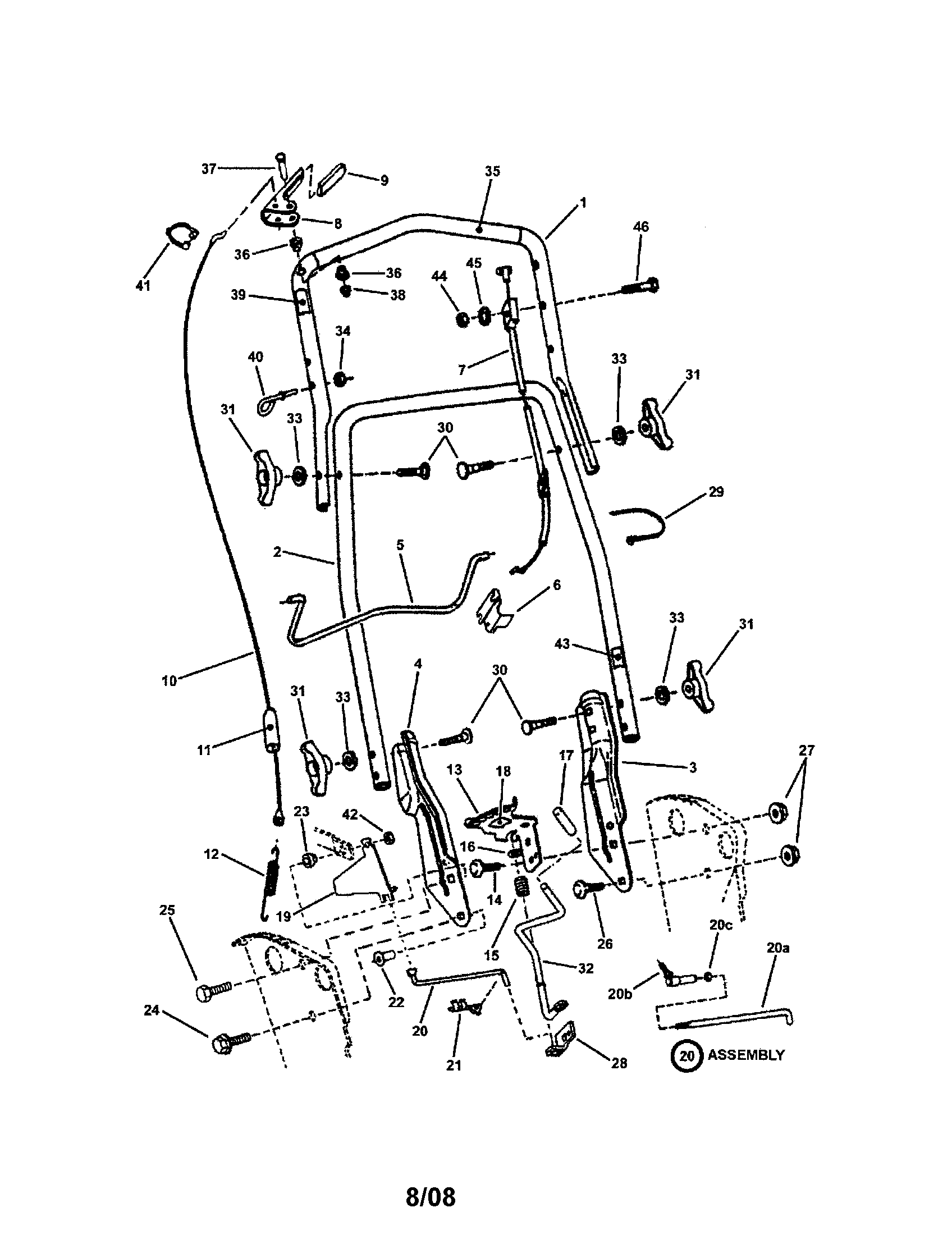 Snapper EMRP216517B handles/controls (2002 & earlier) diagram
