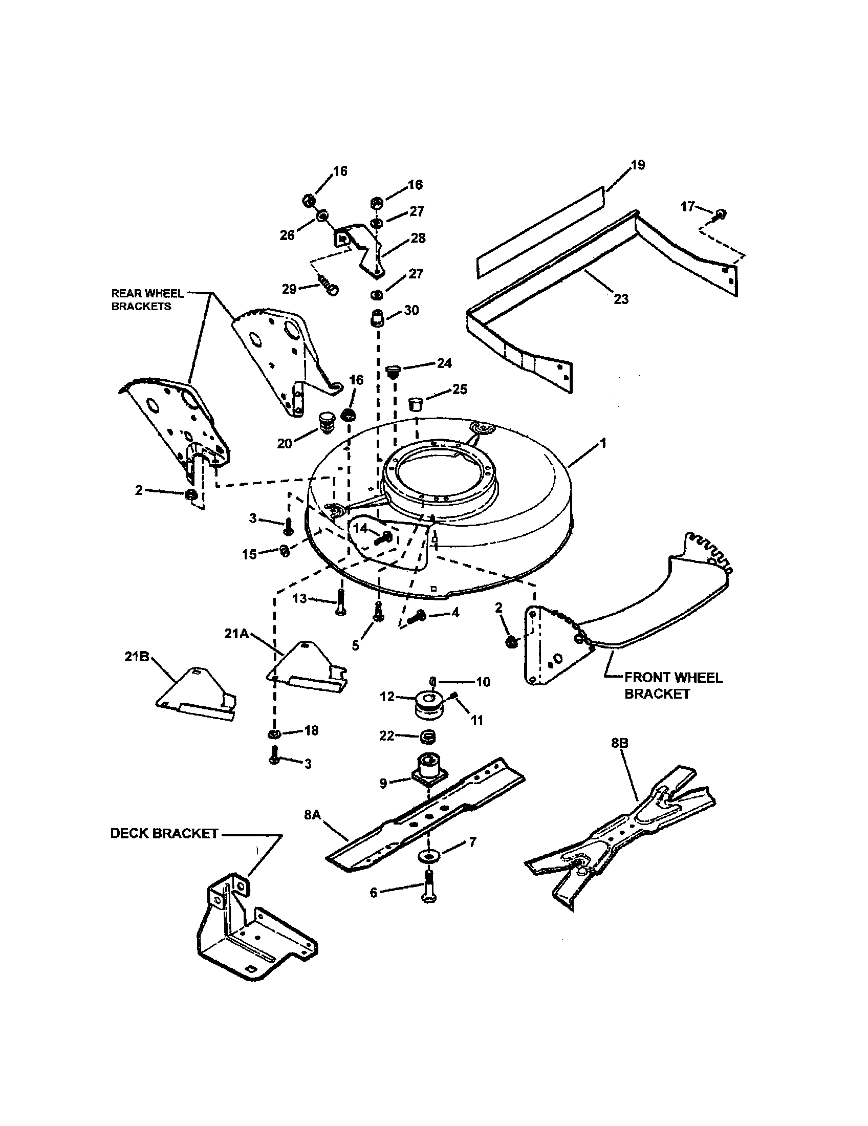 Snapper EMRP216517B cutting deck, blade diagram