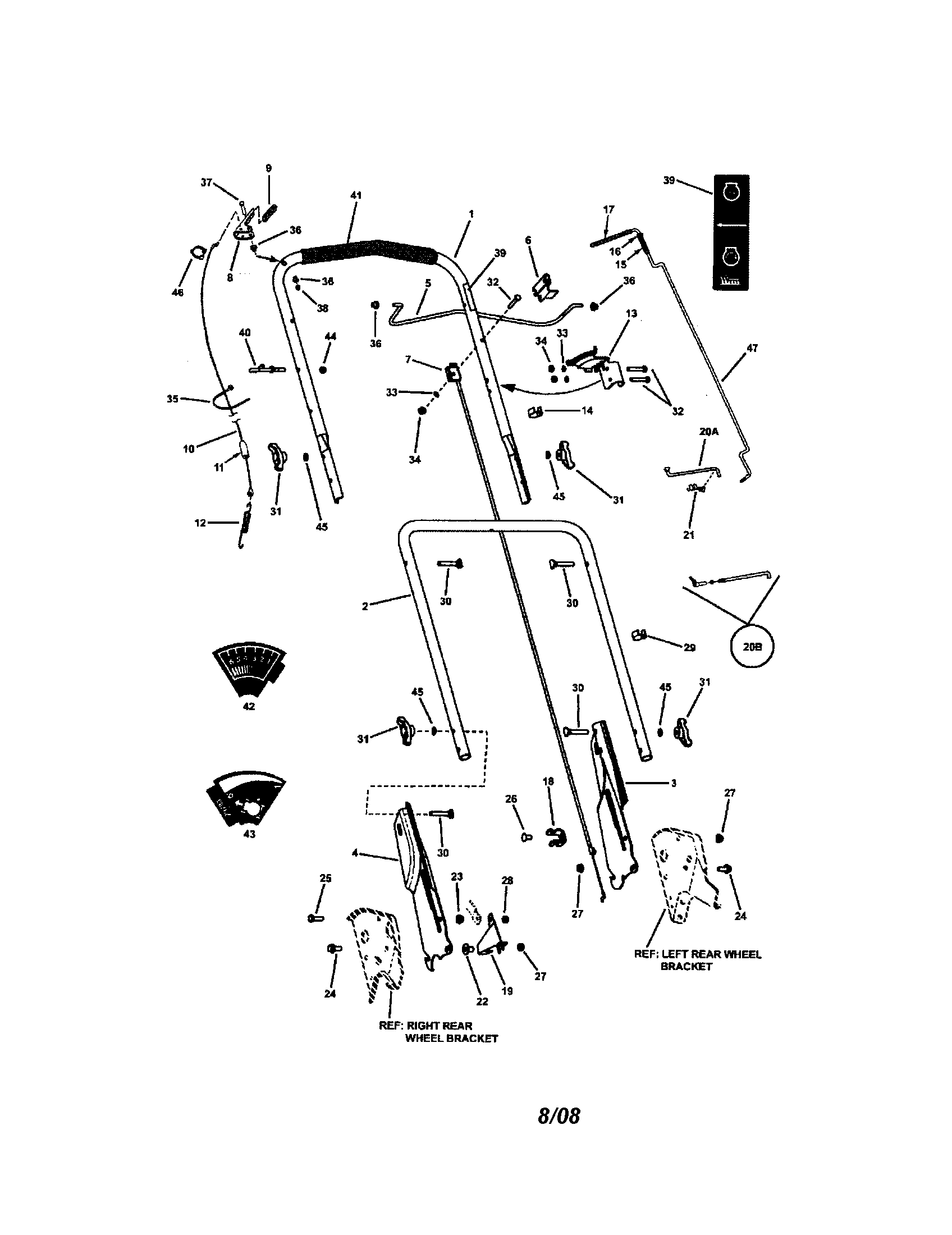 Snapper MRP216518B handles/controls diagram