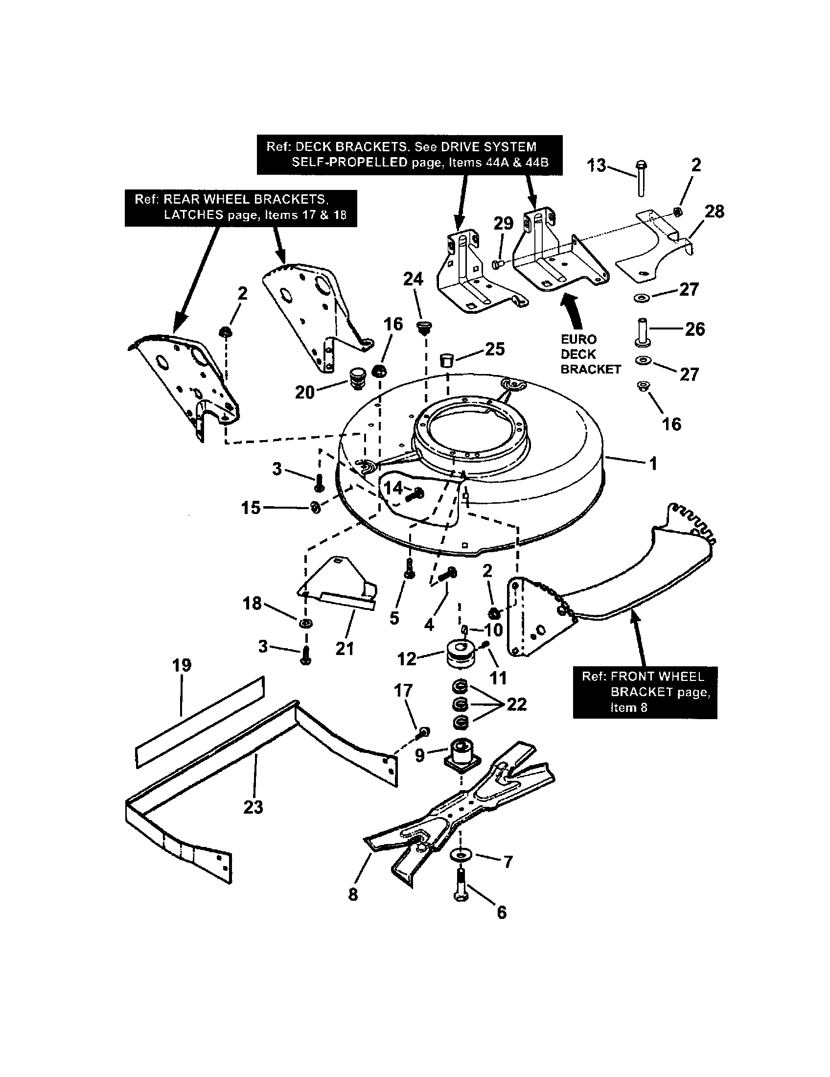 Snapper MRP216518B cutting deck, blade diagram