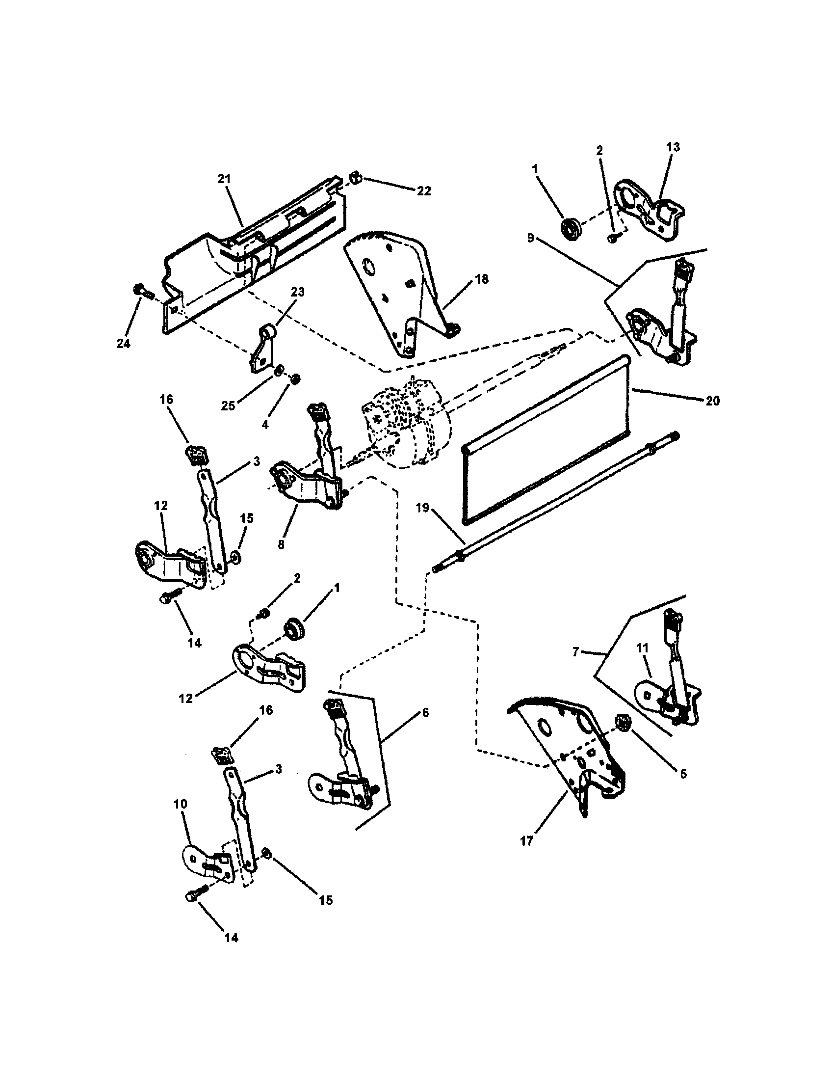 Snapper MRP216518B rear wheel brackets, latches diagram