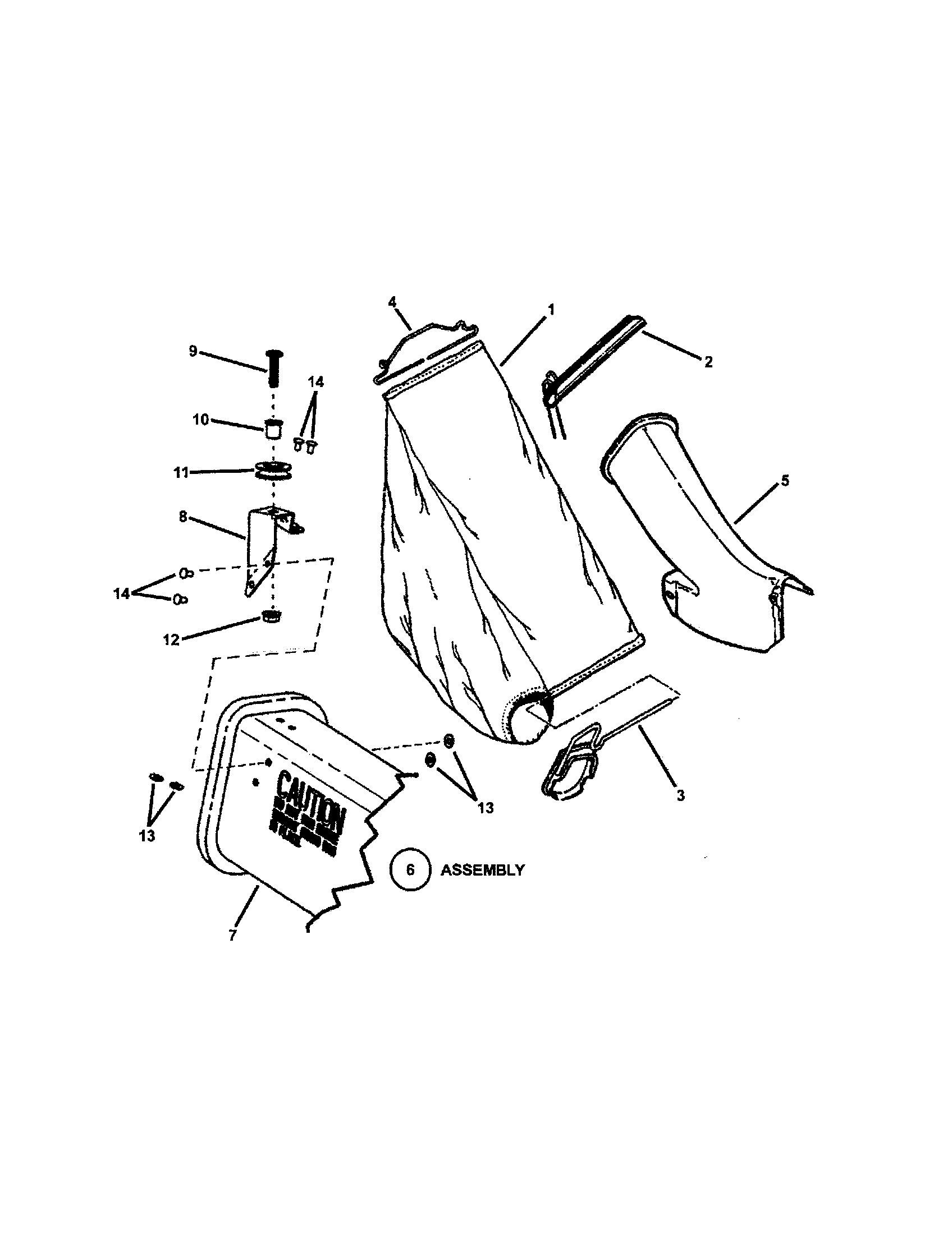 Snapper MRP216518B grass bag accessory diagram