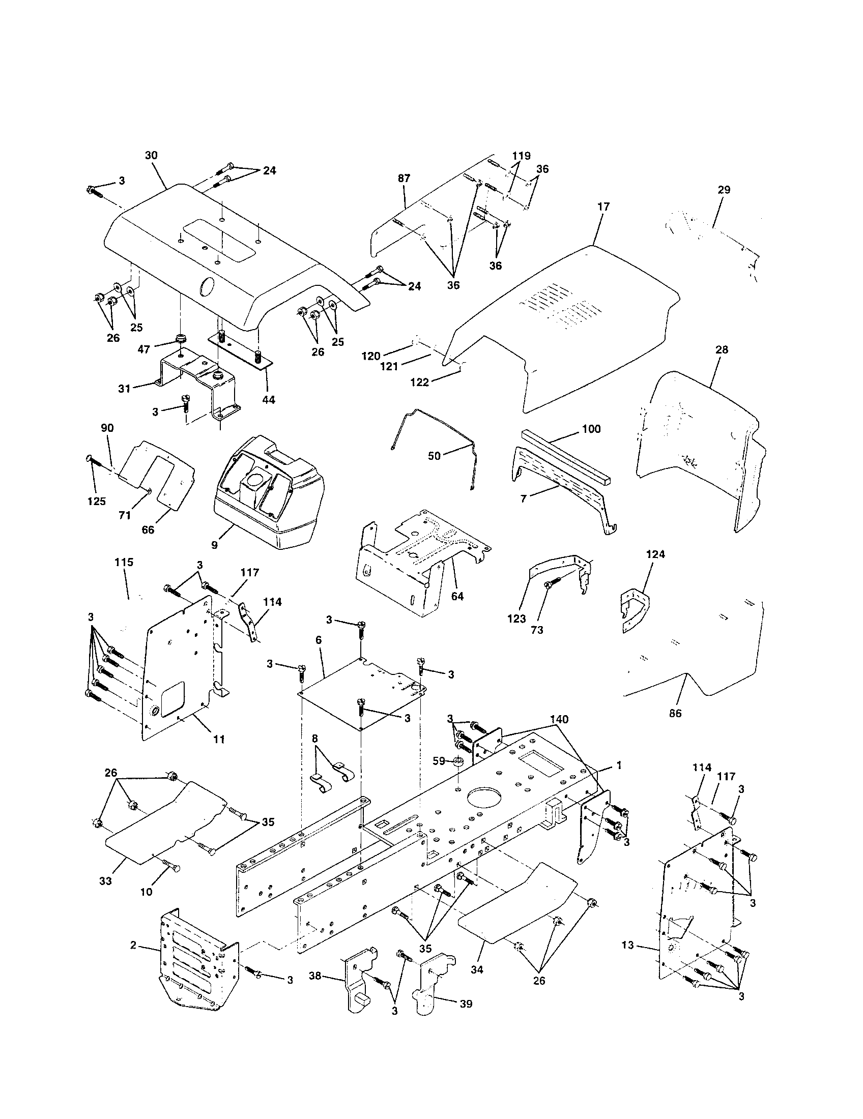 Craftsman 917258680 chassis and enclosures diagram