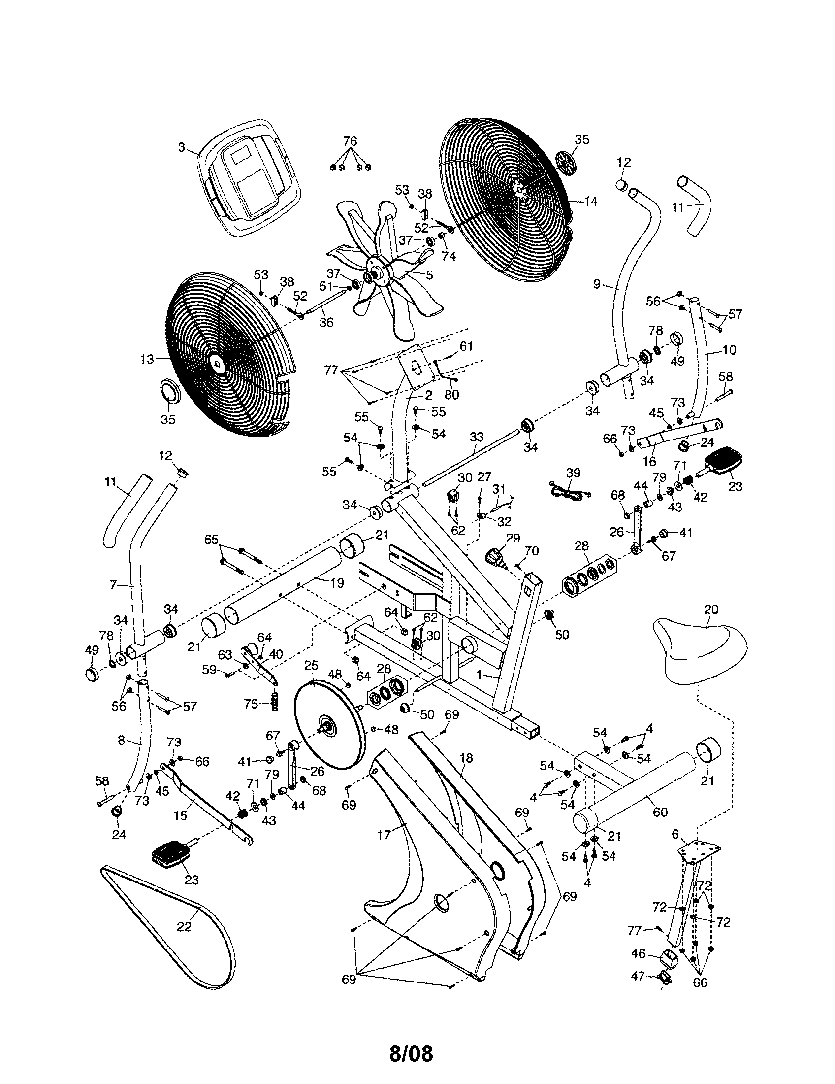 Proform 831218220 exercise bike diagram