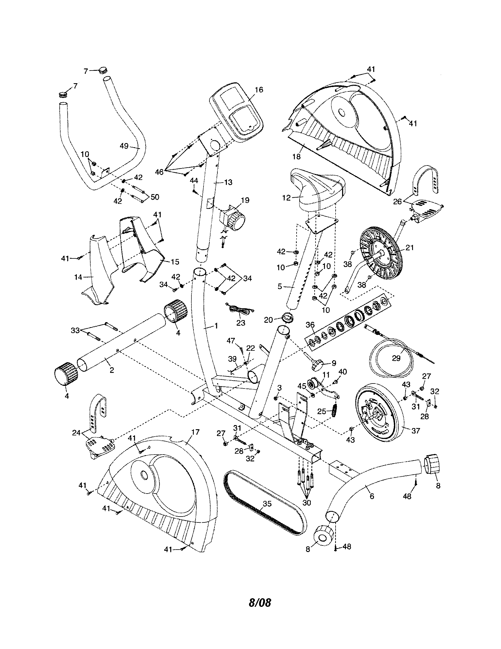 Weslo 831218000 exercise bike diagram