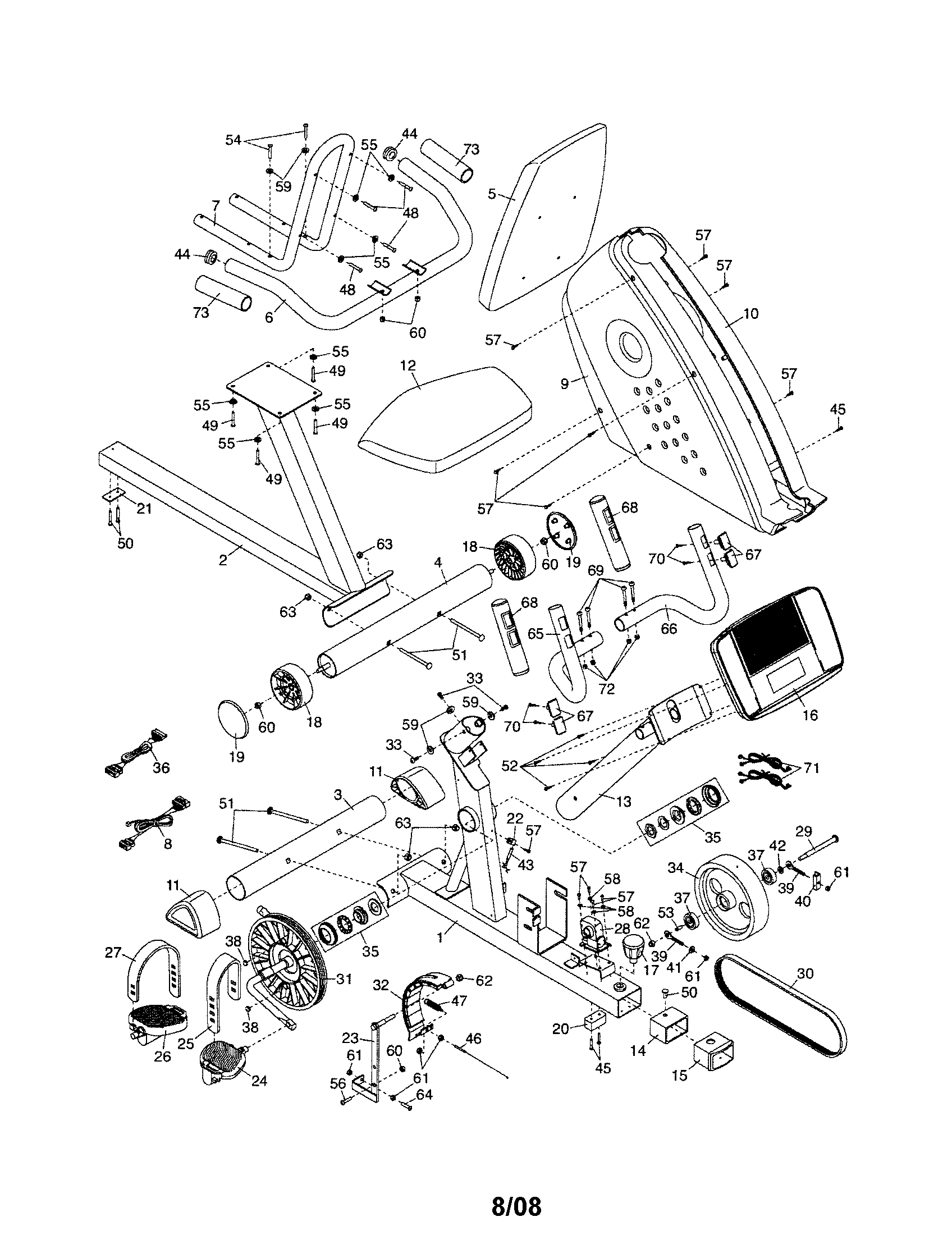 Weslo 831218320 exercise bike diagram