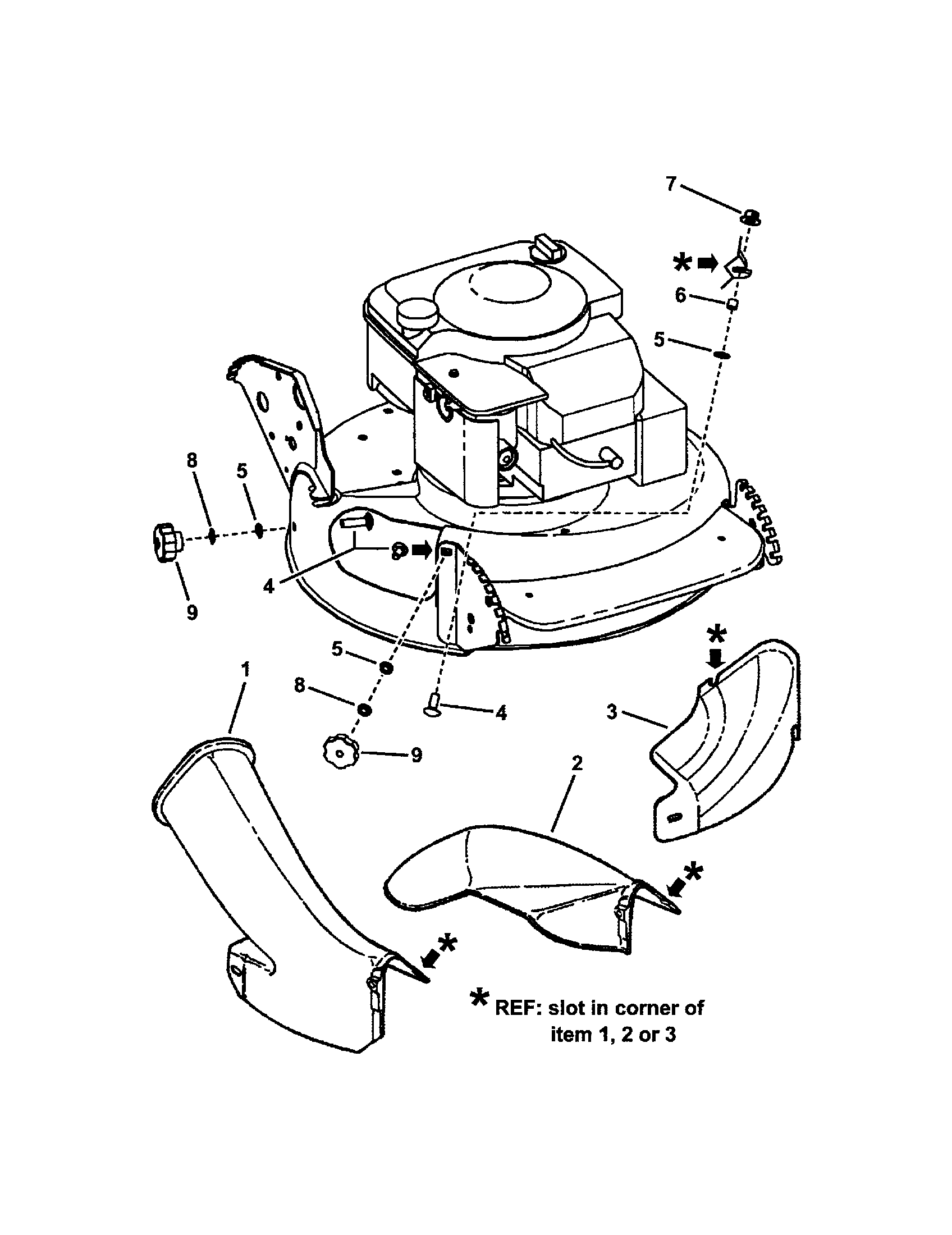 Snapper 2167519B (7800174) side chute adapter diagram