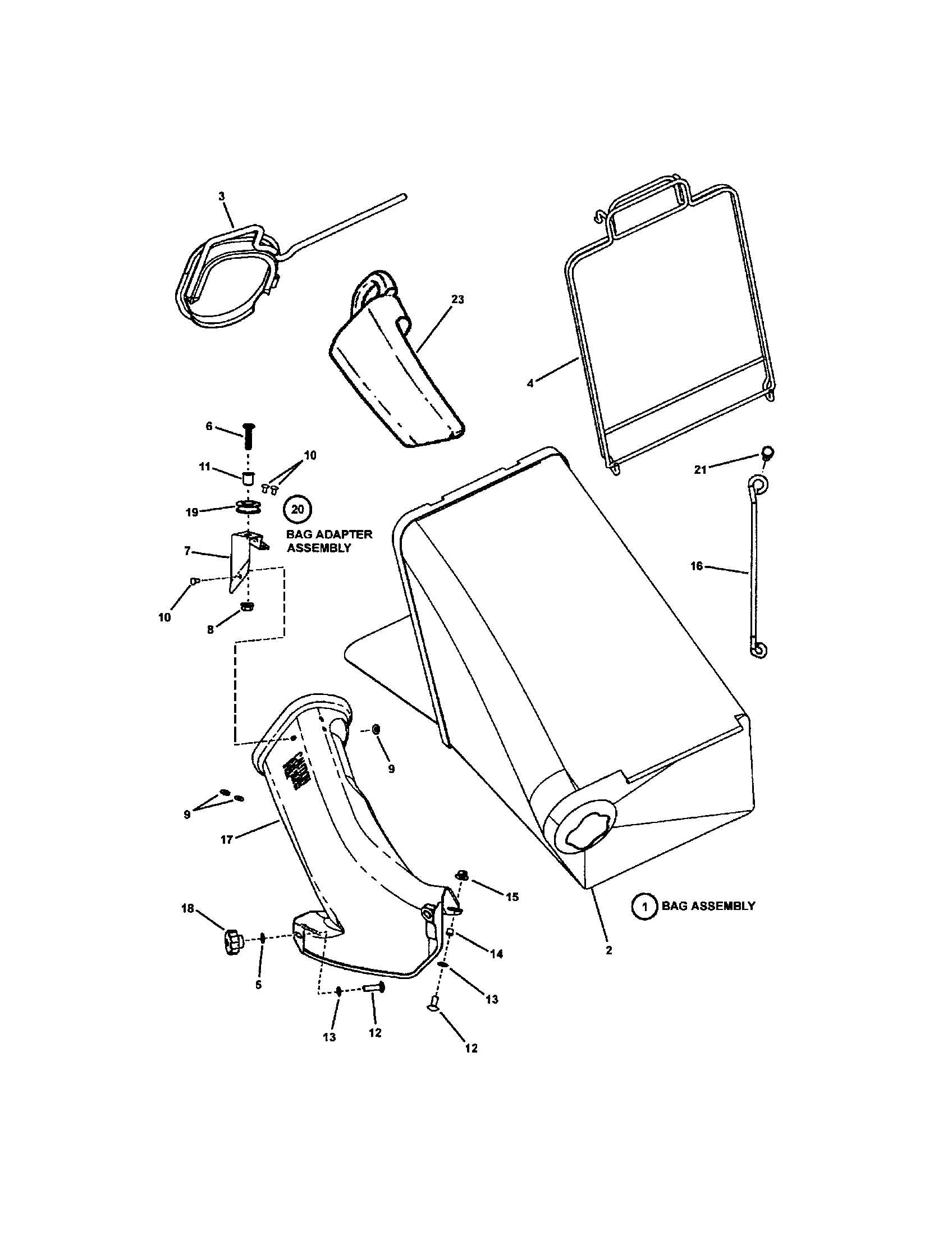 Snapper 2167519B (7800174) grass bag components diagram