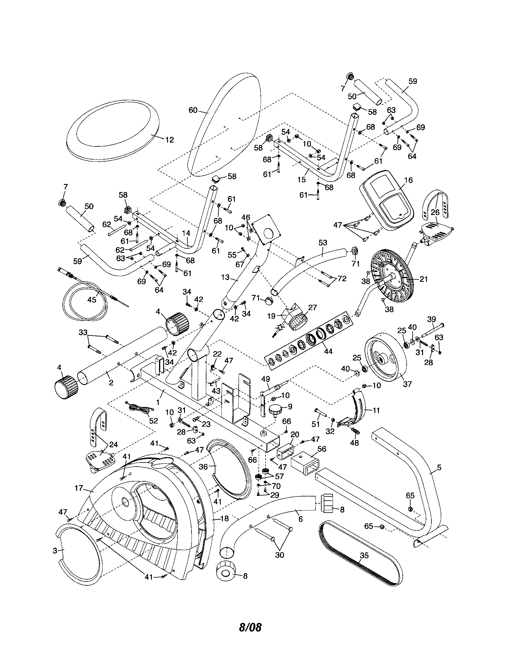 Weslo 831218110 exercise bike diagram