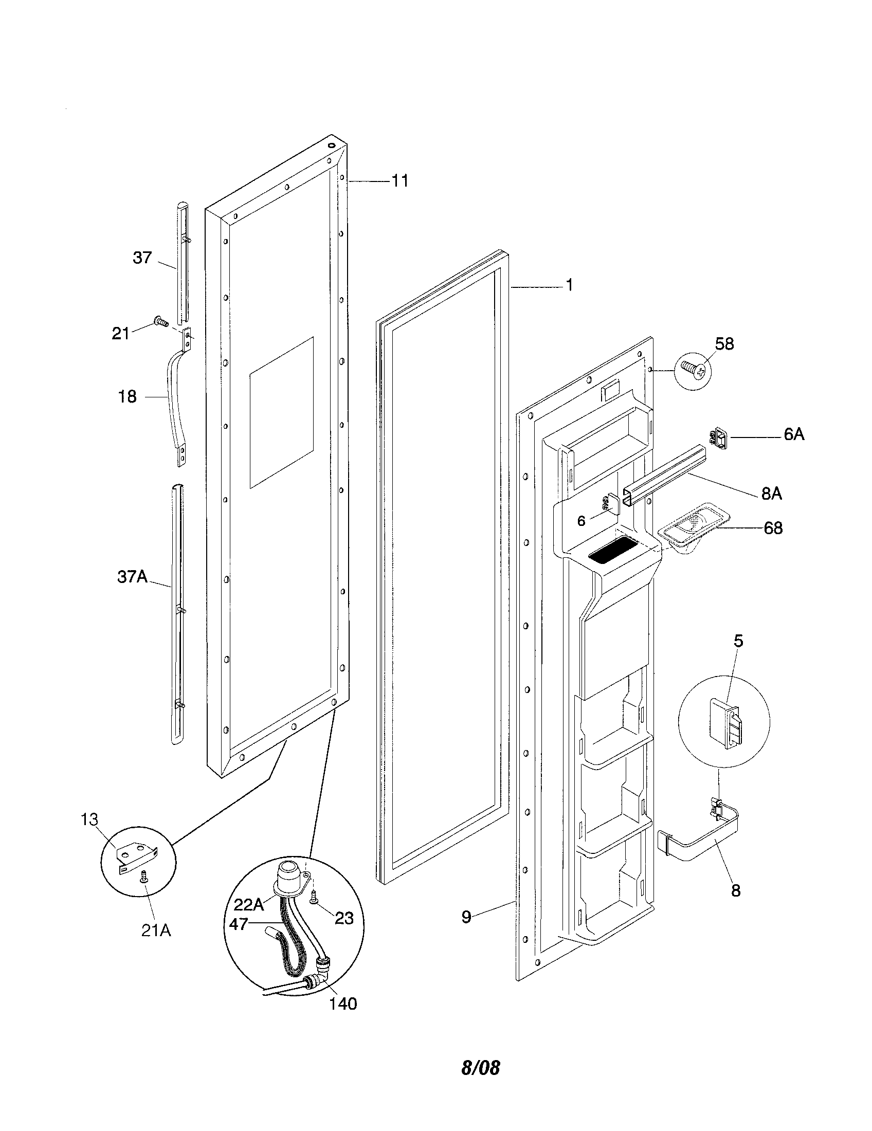 Frigidaire FRS26ZRGB7 freezer door diagram
