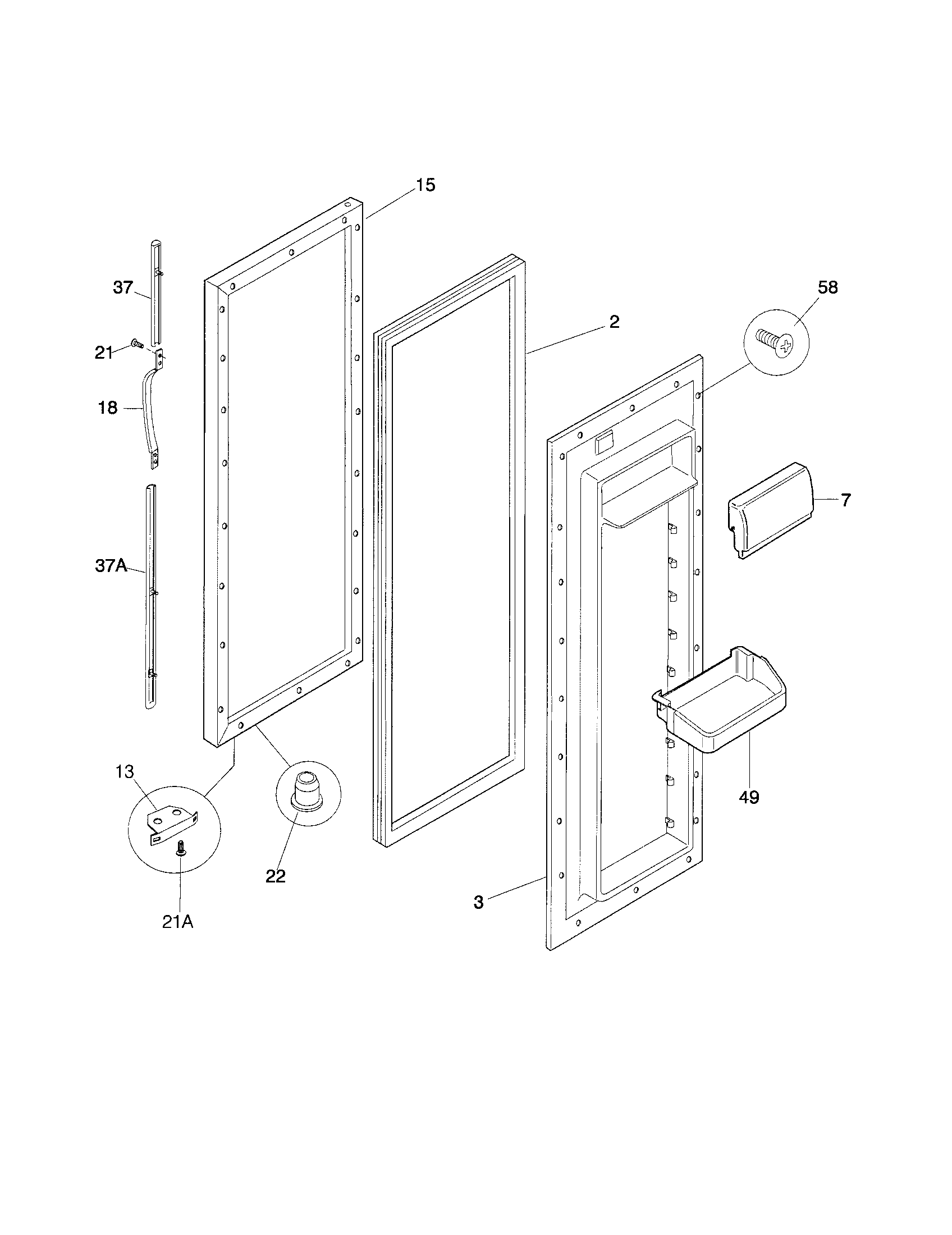 Frigidaire FRS26ZRGB7 refrigerator door diagram