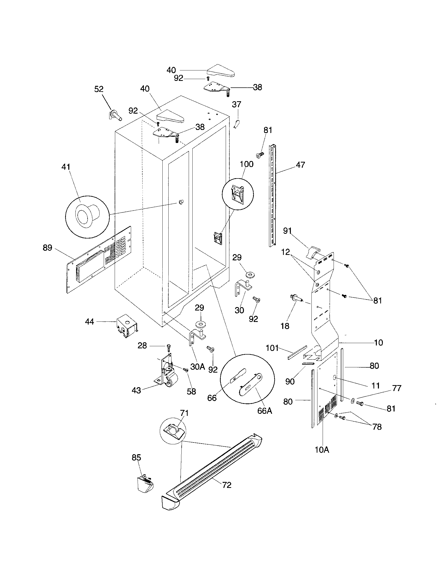 Frigidaire FRS26ZRGB7 cabinet diagram