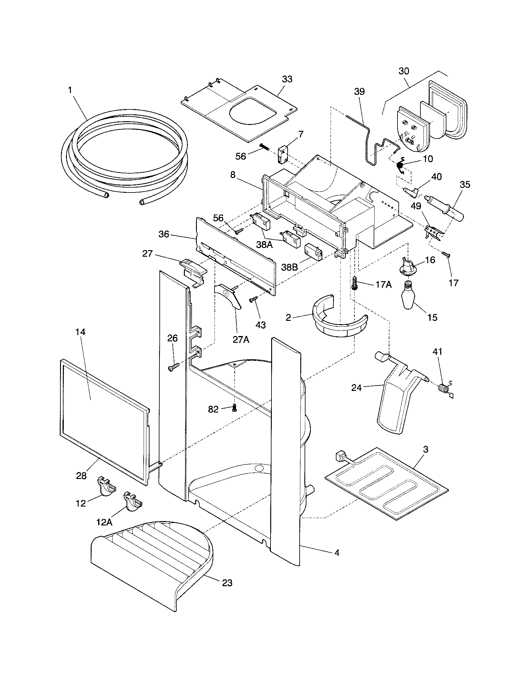 Frigidaire FRS26ZRGB7 dispenser diagram