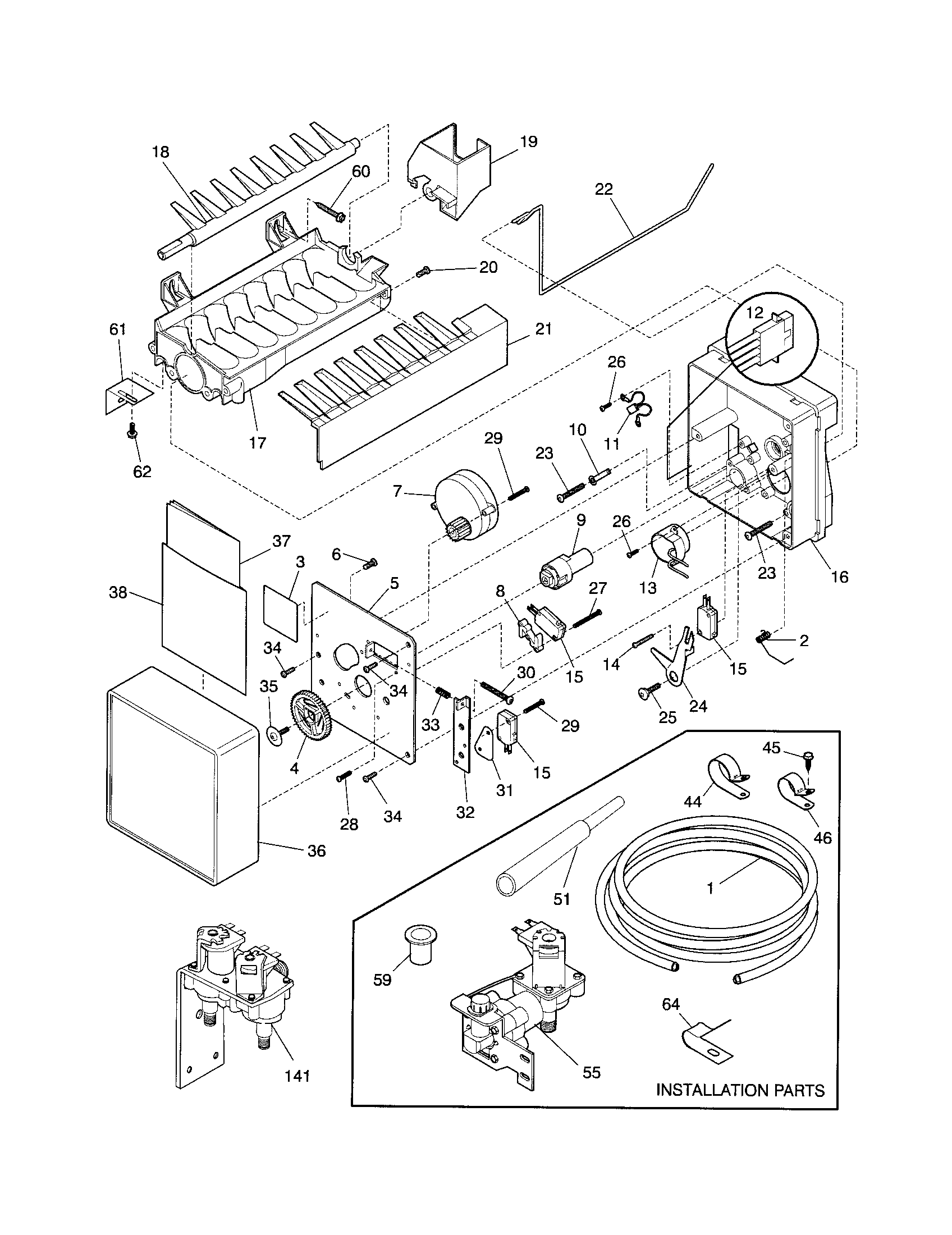 Frigidaire FRS26ZRGB7 ice maker diagram