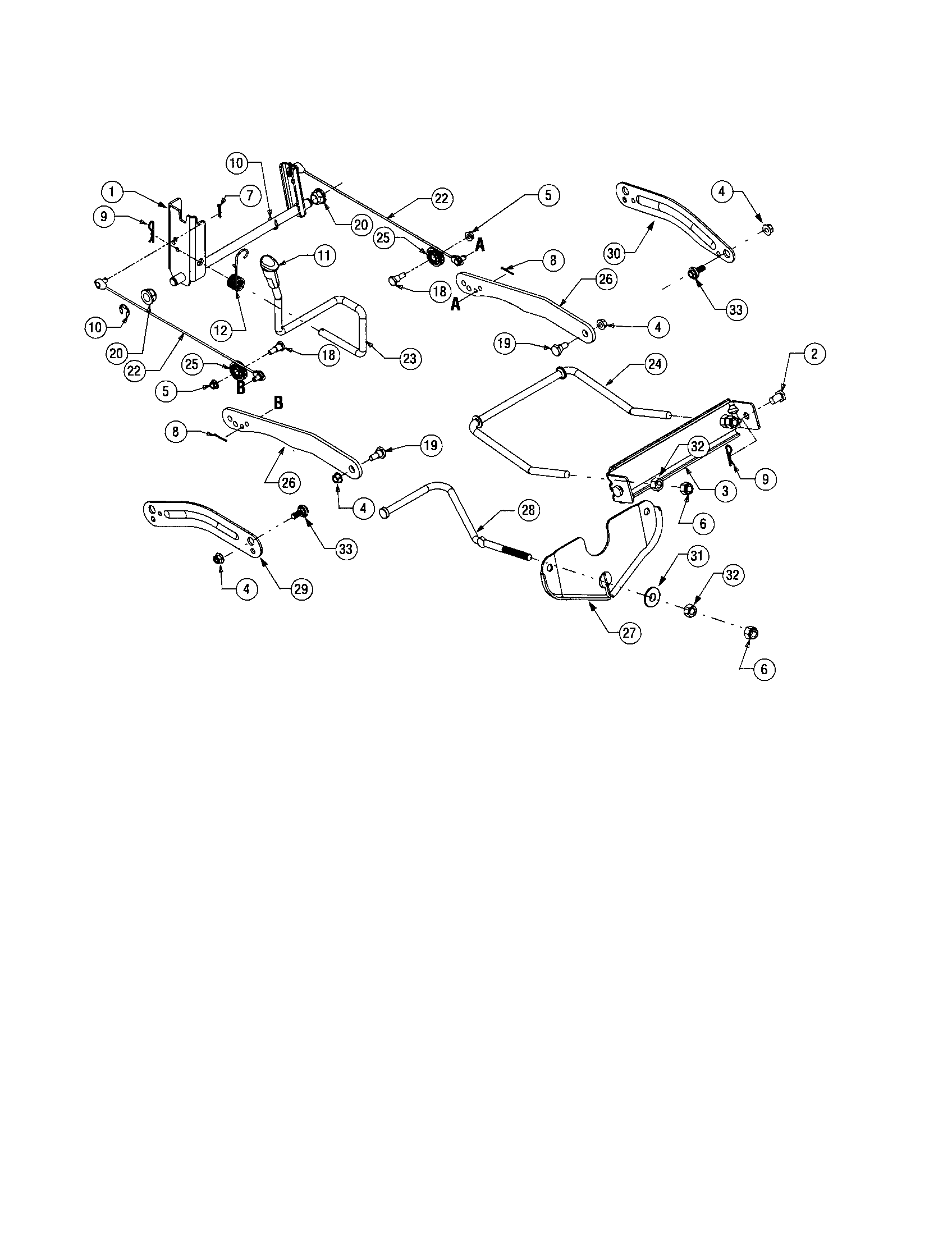 Toro LX460 handle/deck bracket diagram