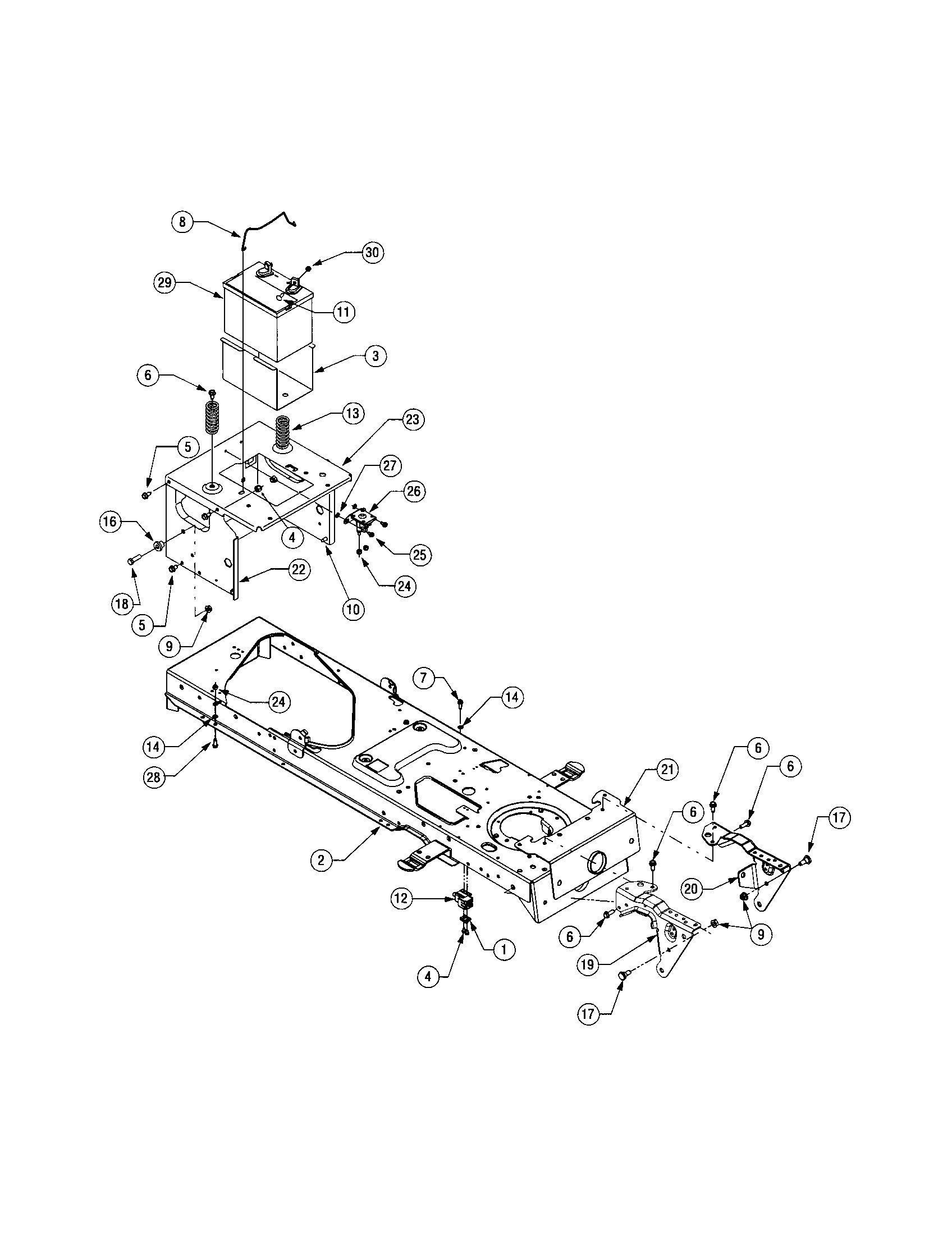 Toro LX460 frame/battery diagram