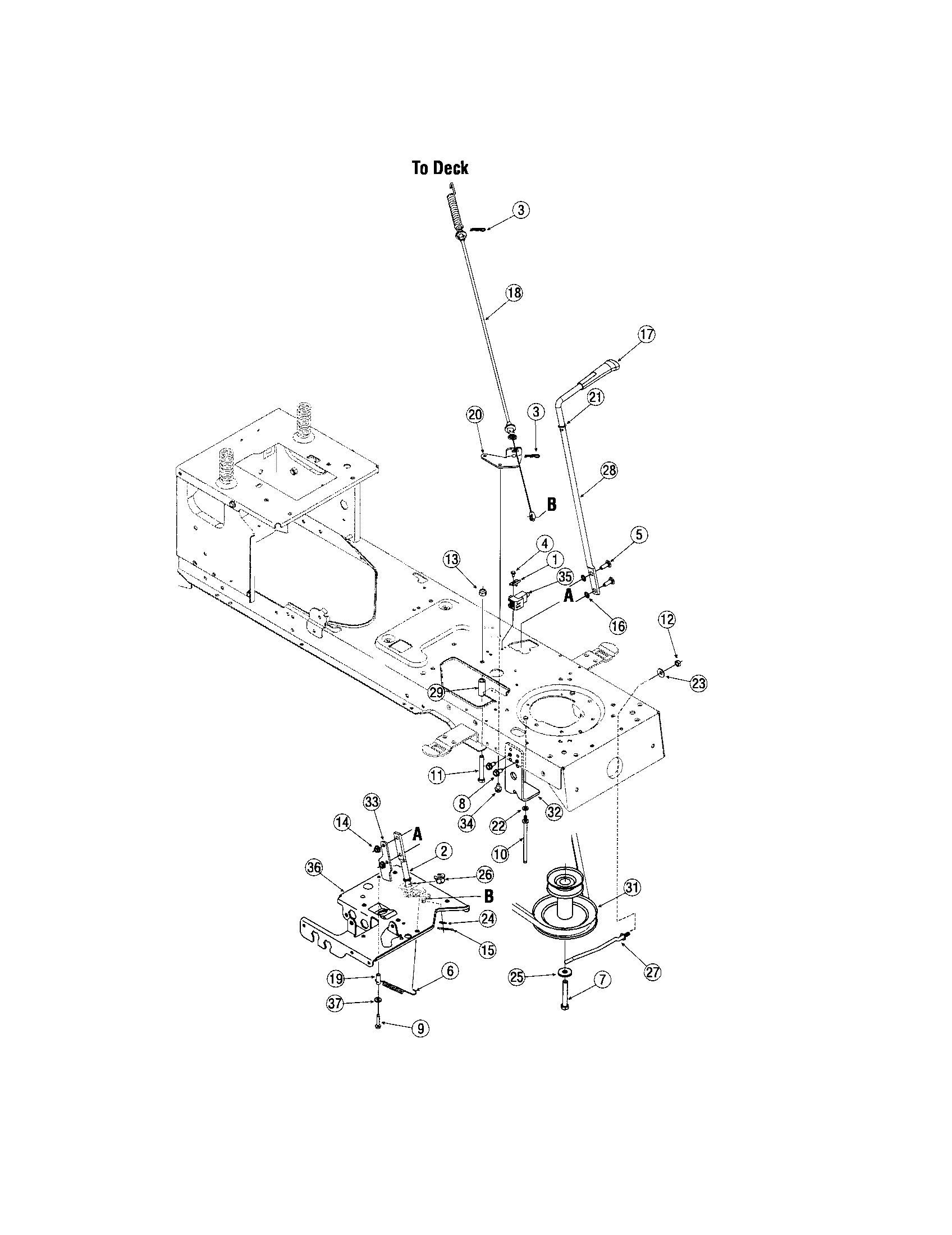 Toro LX460 engine pulley/steering bracket diagram