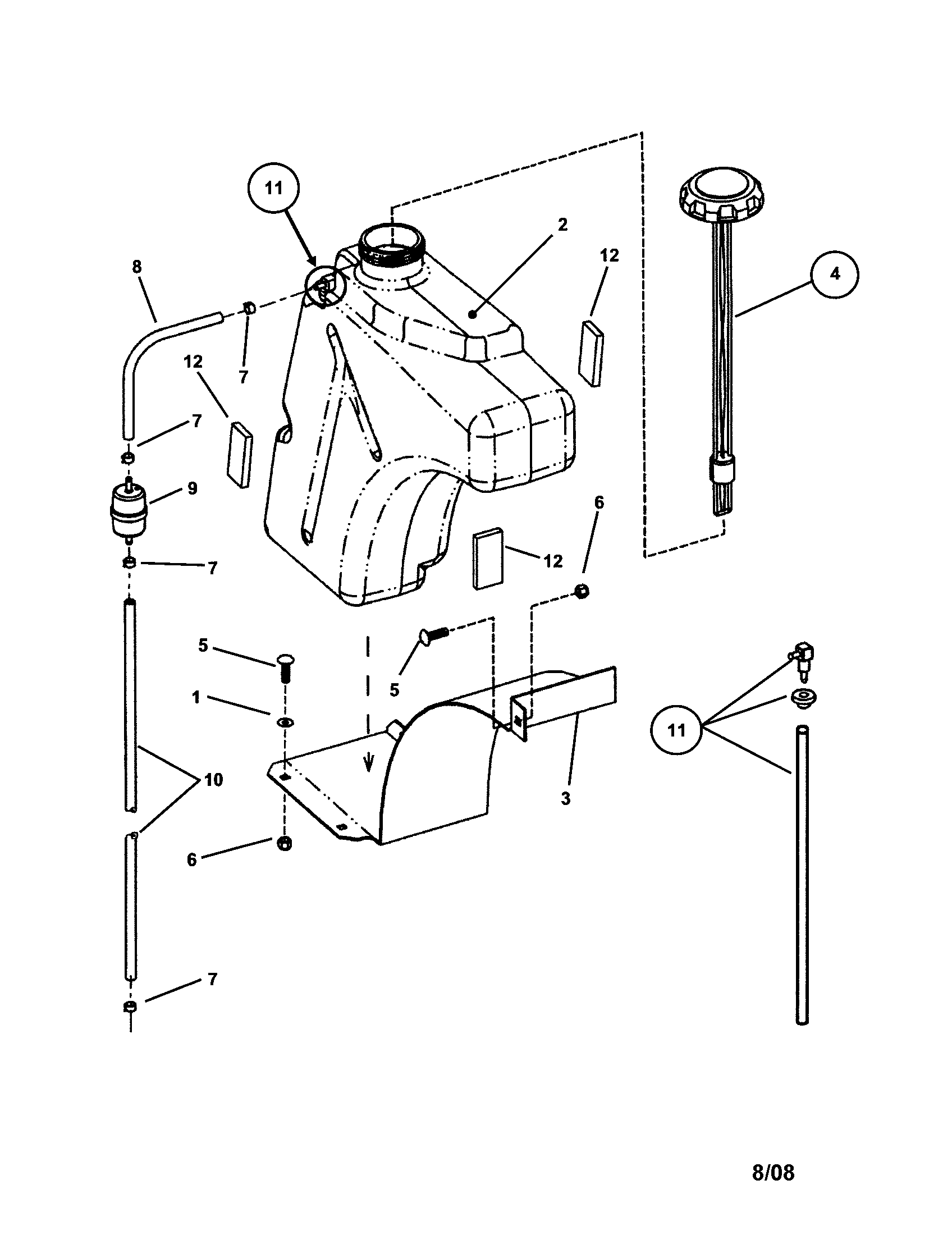 Snapper ZF5201M fuel tank diagram