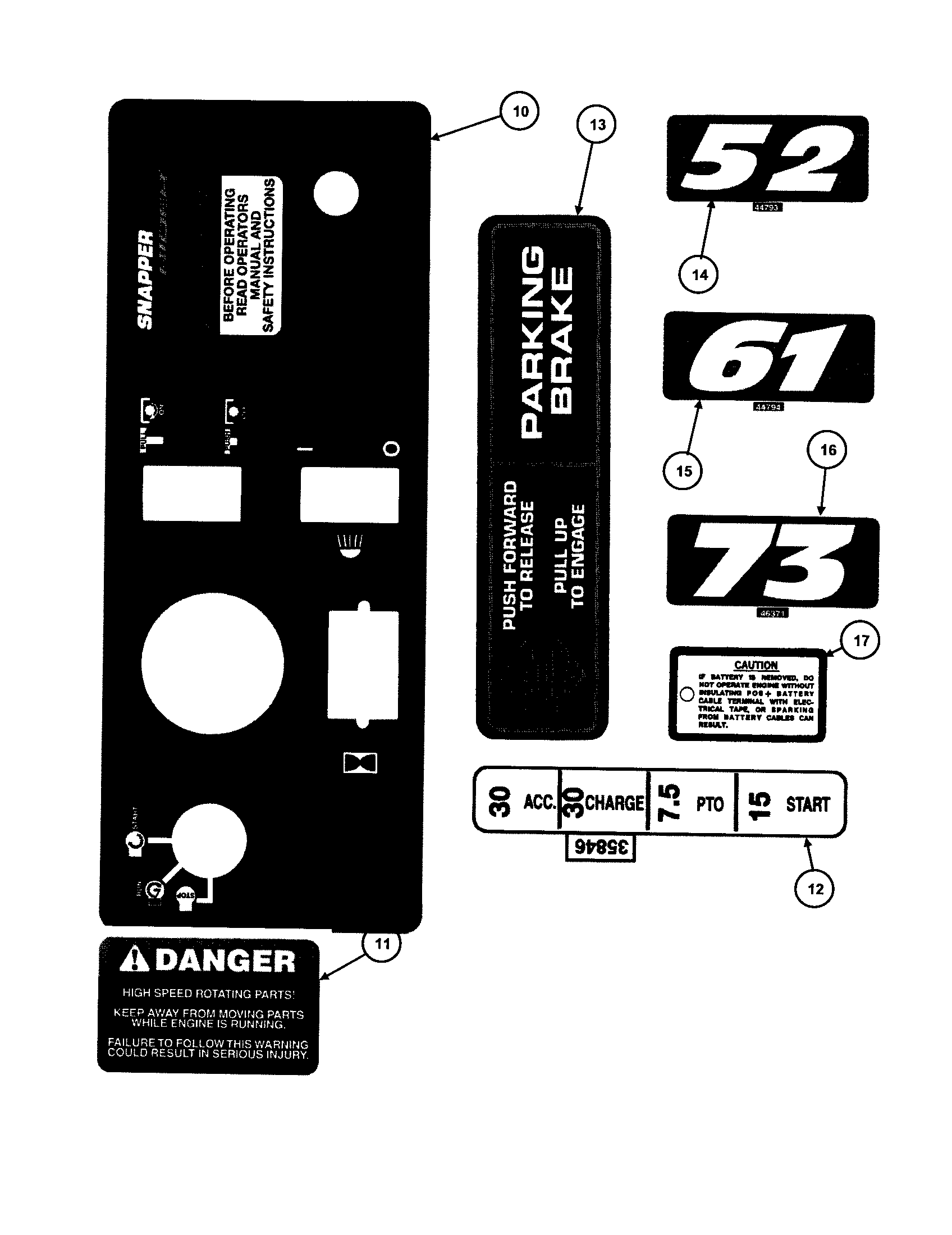 Snapper ZF5201M decals diagram