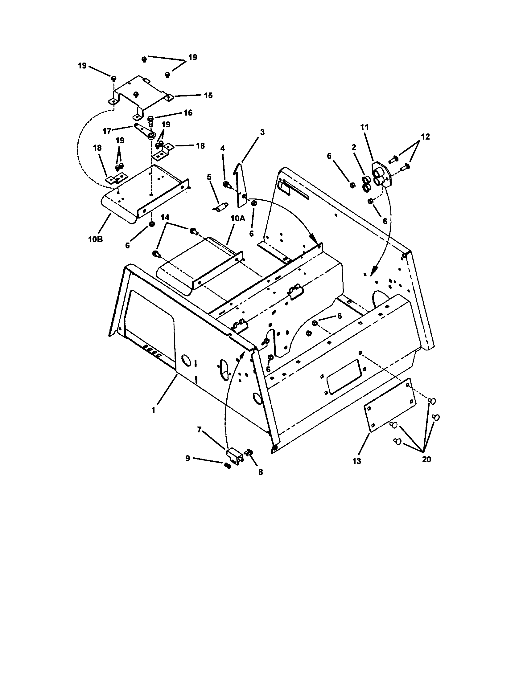 Snapper ZF5201M upper chassis/seat latch diagram