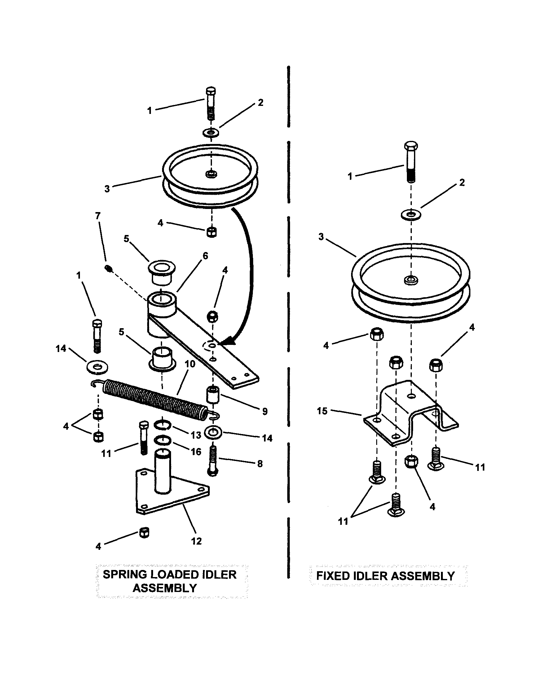 Snapper ZF5201M 52"/61" deck idler diagram