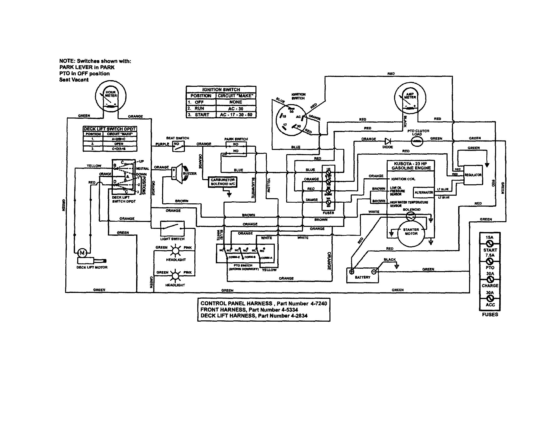 Snapper ZF5201M wiring schematic (gas only) diagram