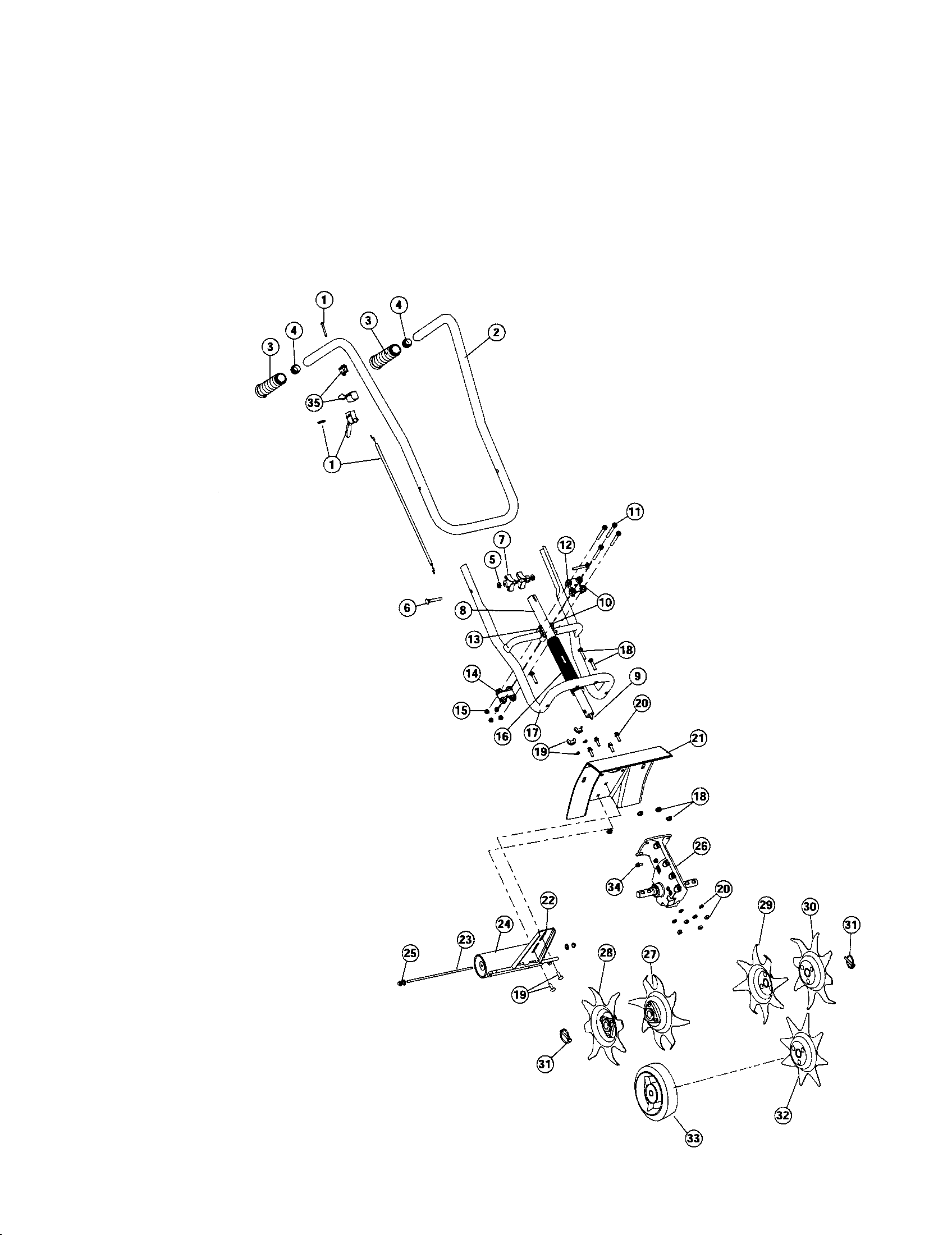 Craftsman 316292561 cultivator and boom parts diagram