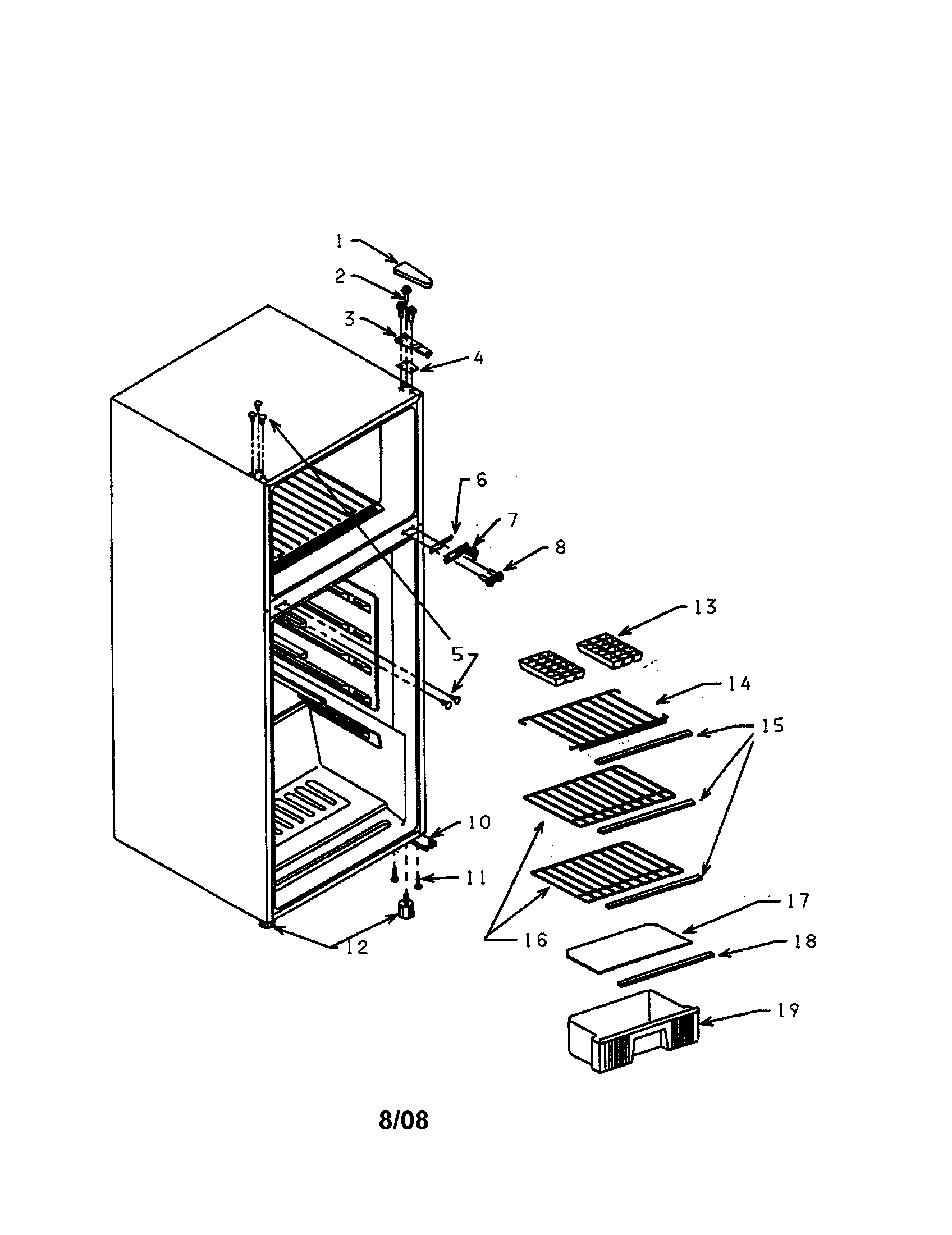Kenmore 56461040 shelves diagram