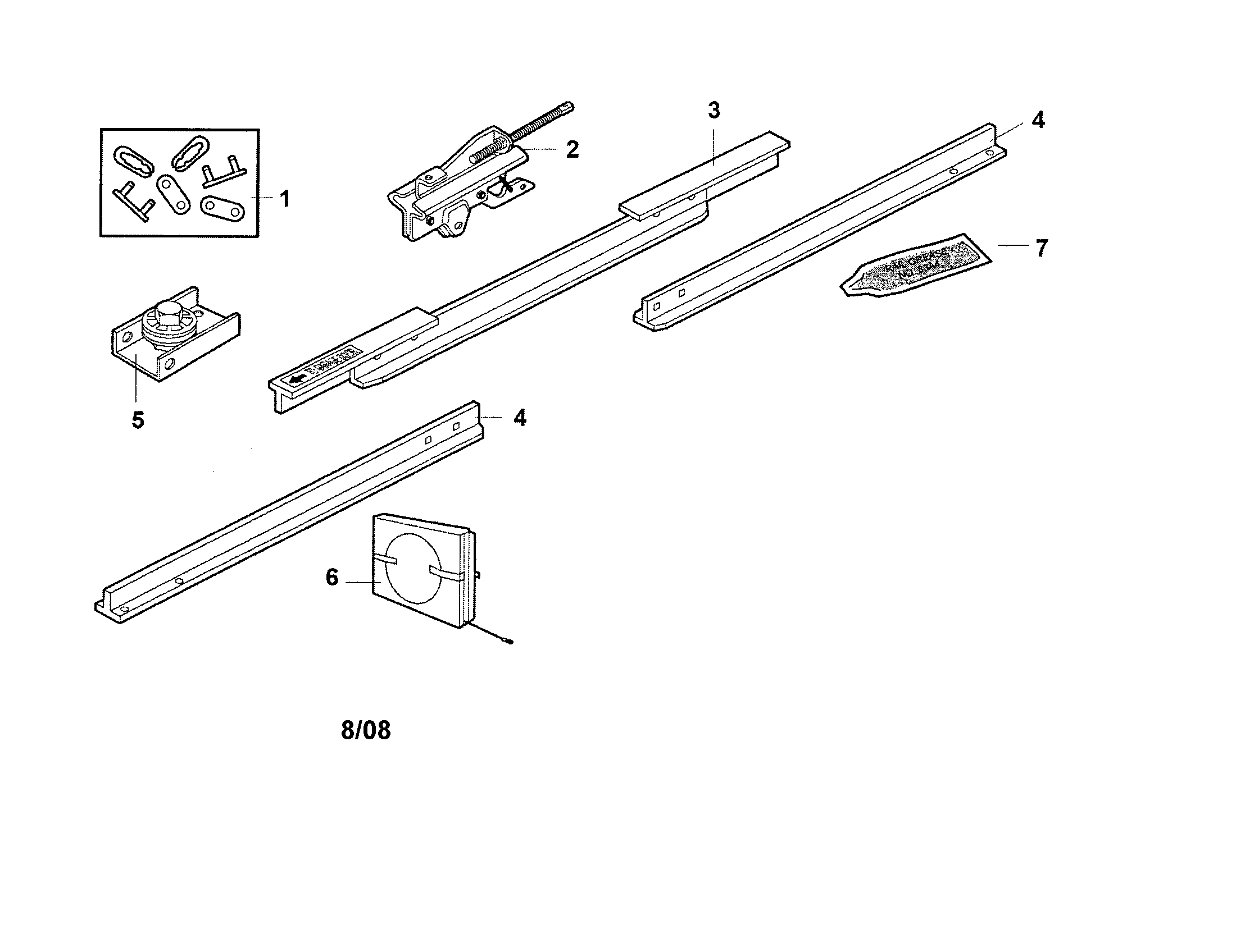 Craftsman 13953662SRT2 rail assembly diagram