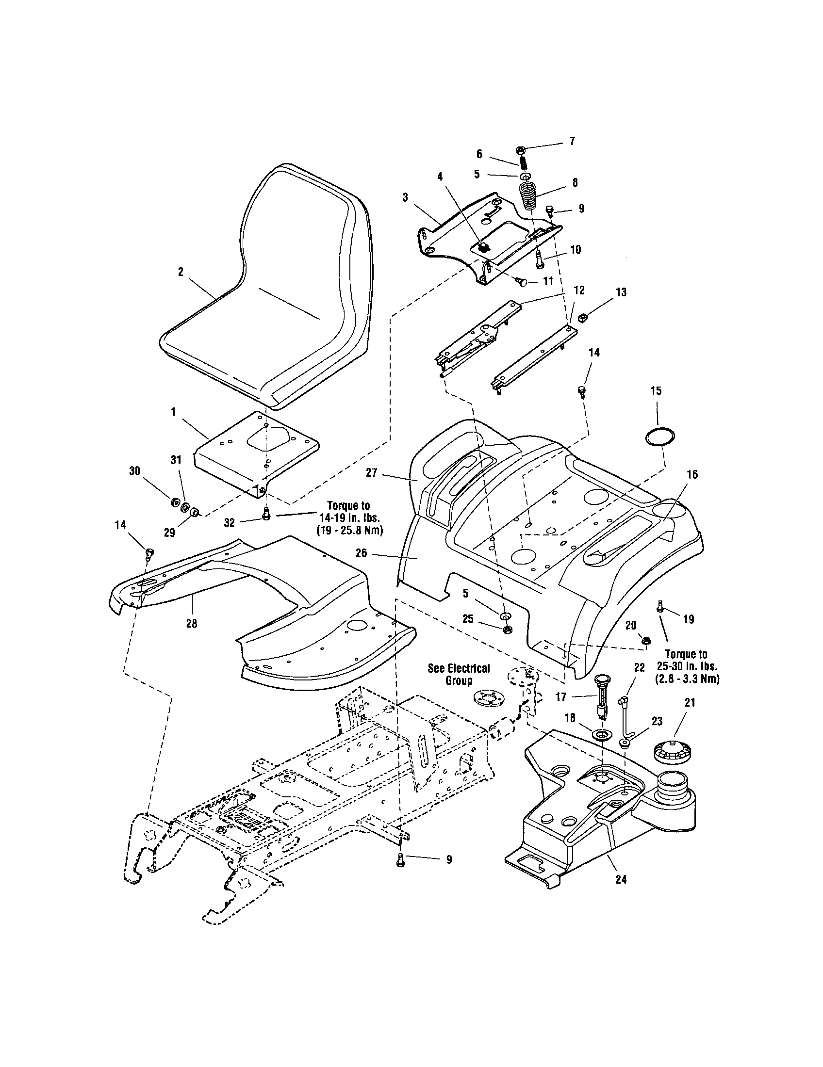 Snapper YT2050 (2690109) seat/deck/tank grp/snapper diagram
