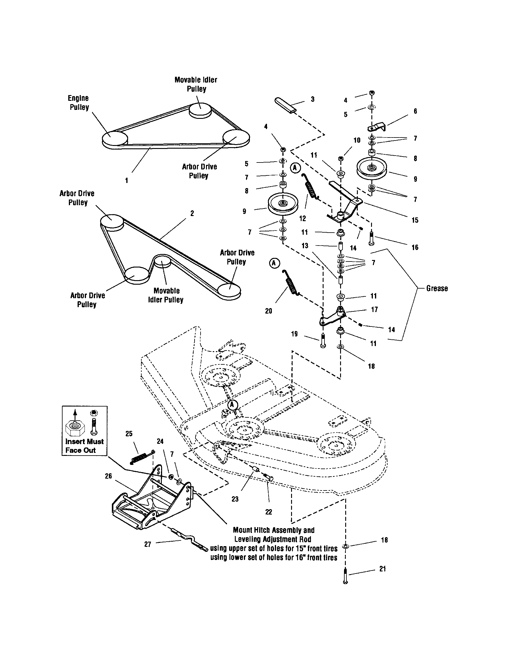 Snapper YT2050 (2690109) clutch & support grp-44" diagram