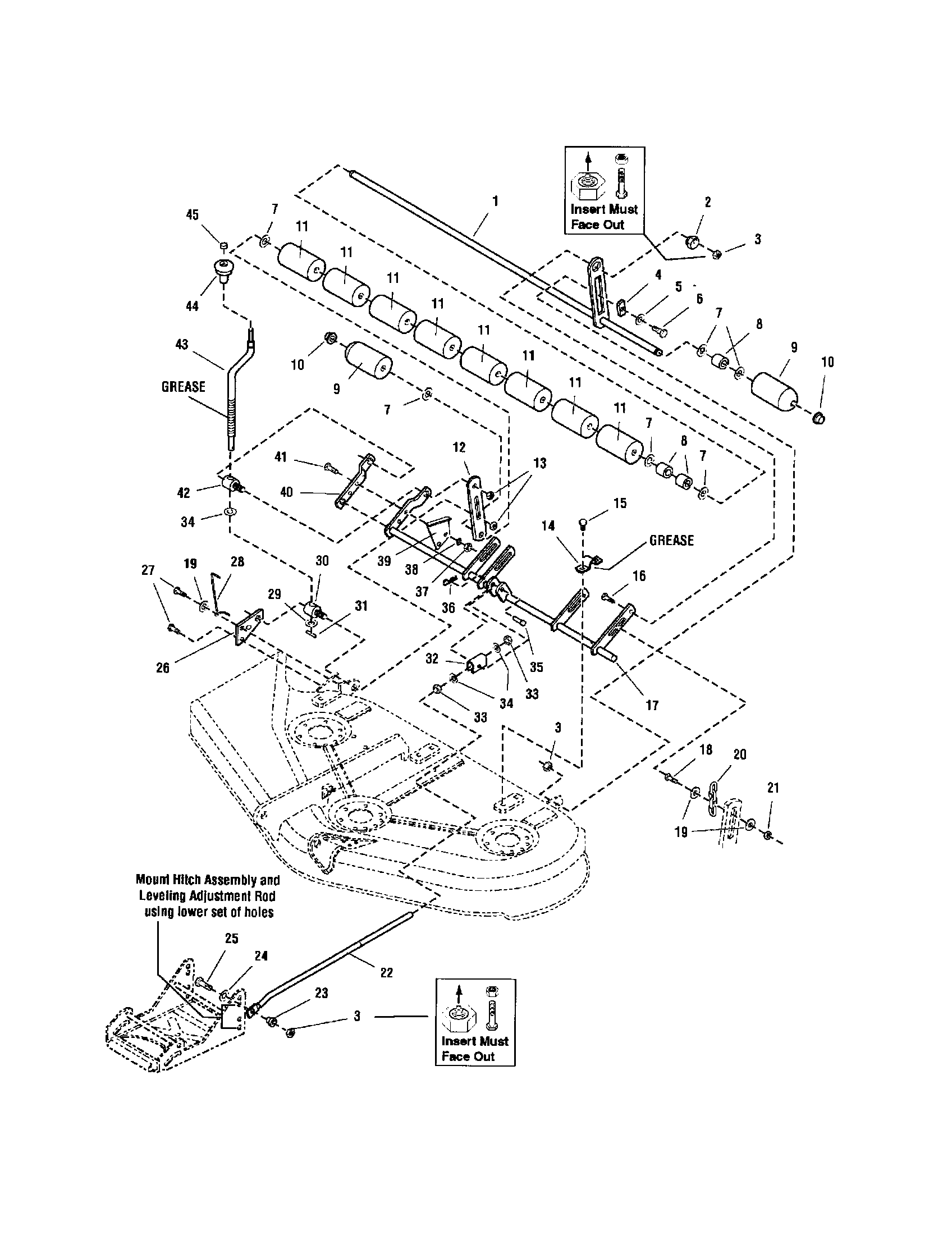 Snapper YT2050 (2690109) height adj & roller grp-50" diagram