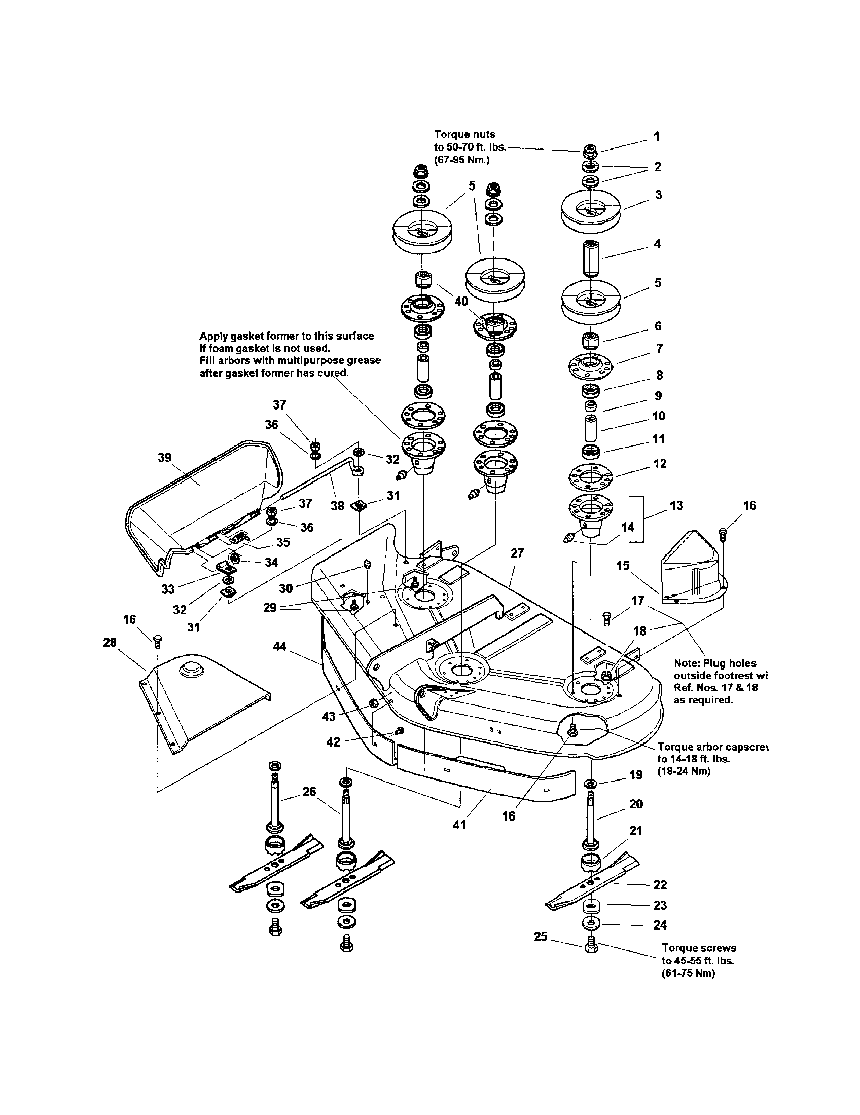 Snapper YT2050 (2690109) housing & arbor grp-44" diagram