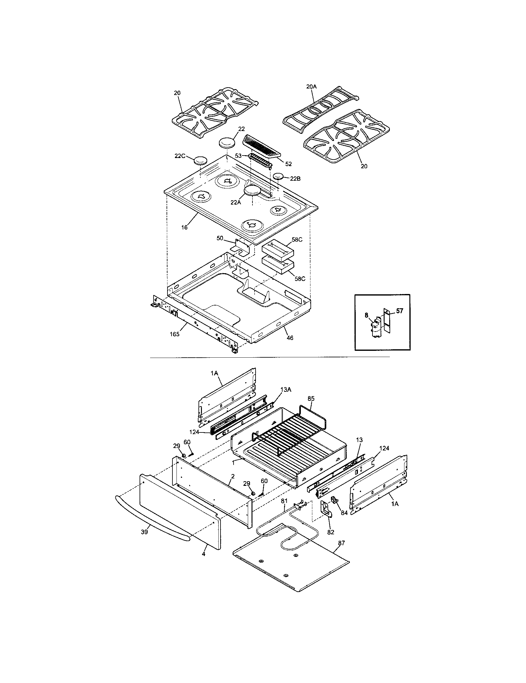 Frigidaire GLGS389FSE top diagram
