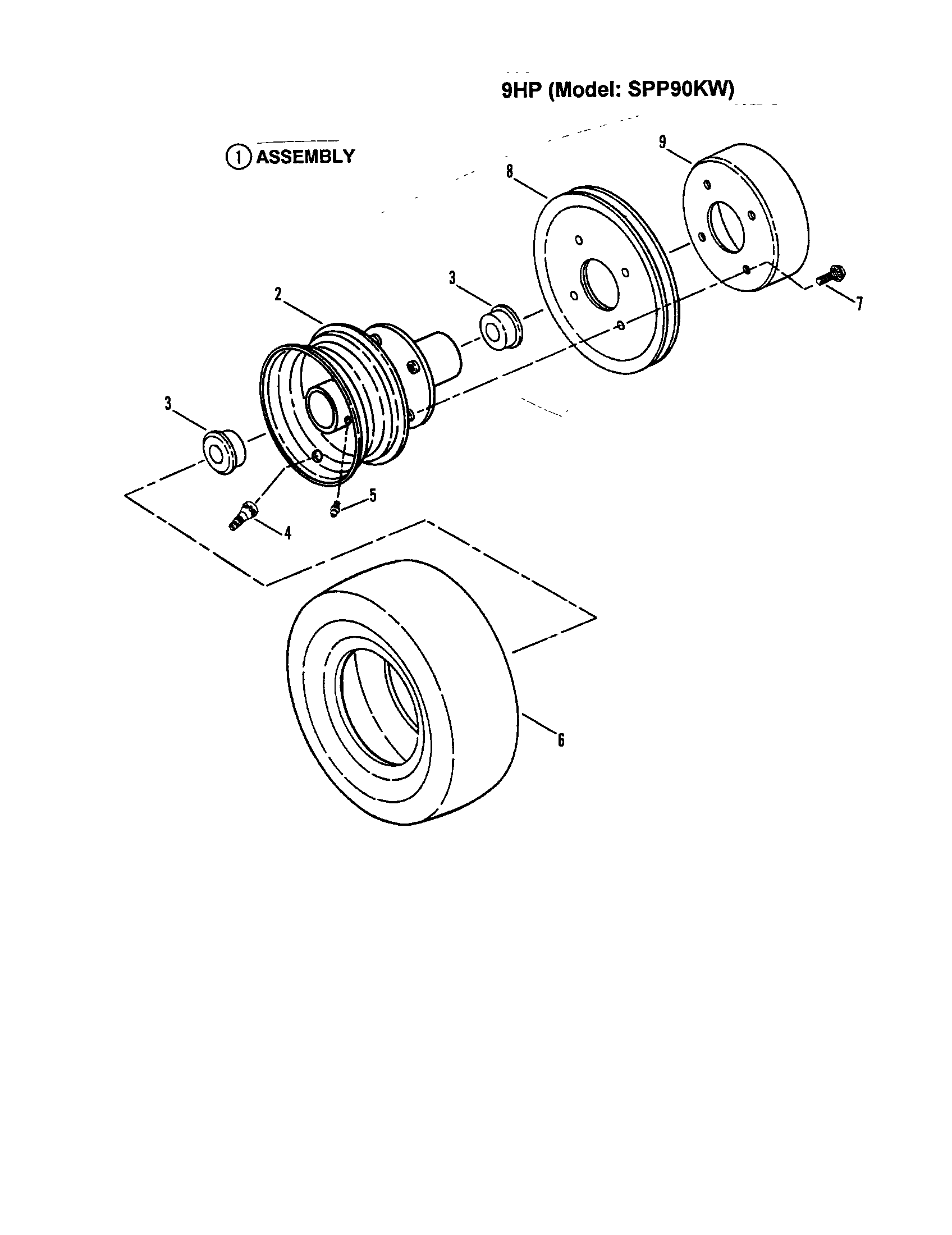 Snapper SPP140KW traction, rear wheel diagram
