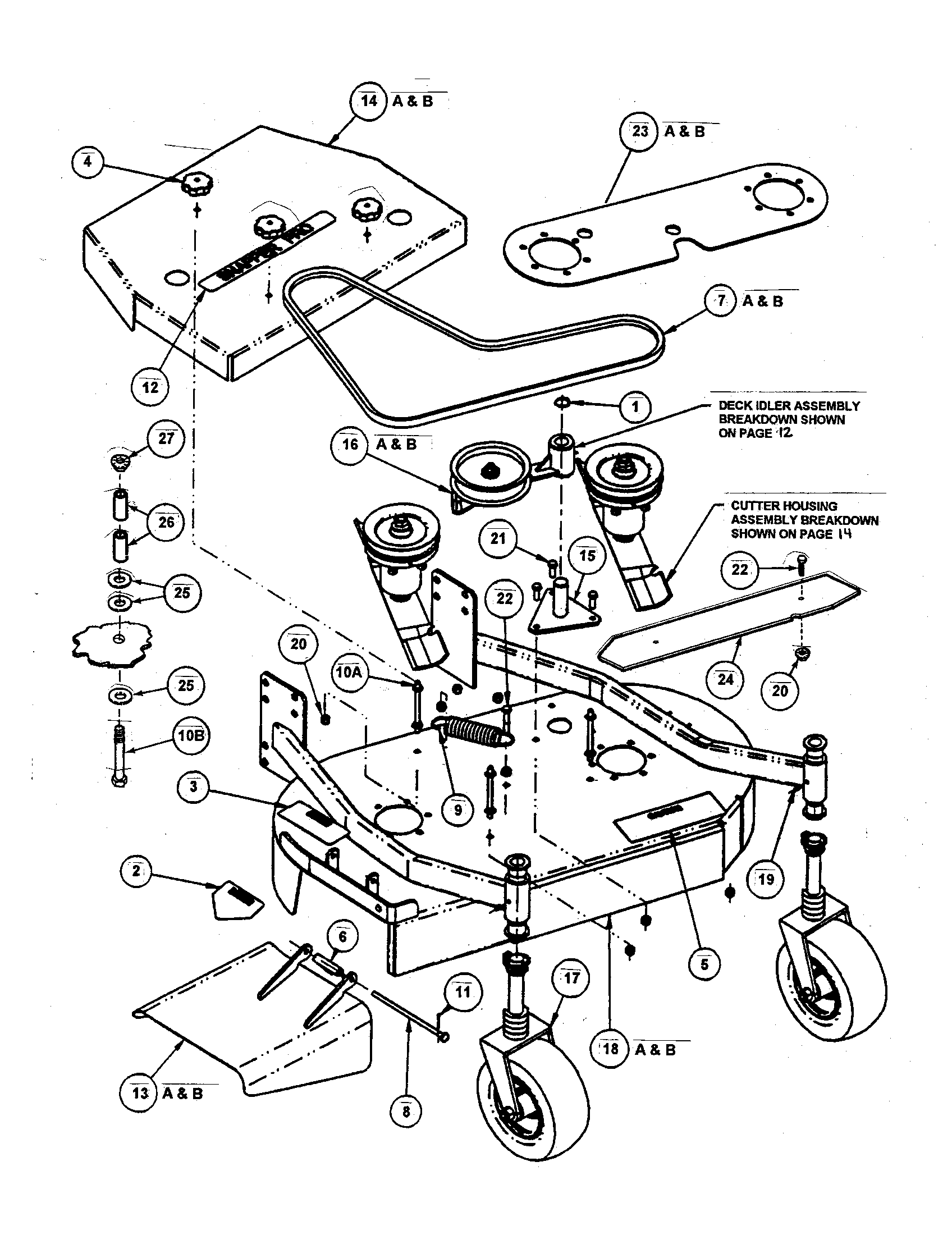Snapper SPP140KW 32" & 36" mower deck (fixed height) diagram