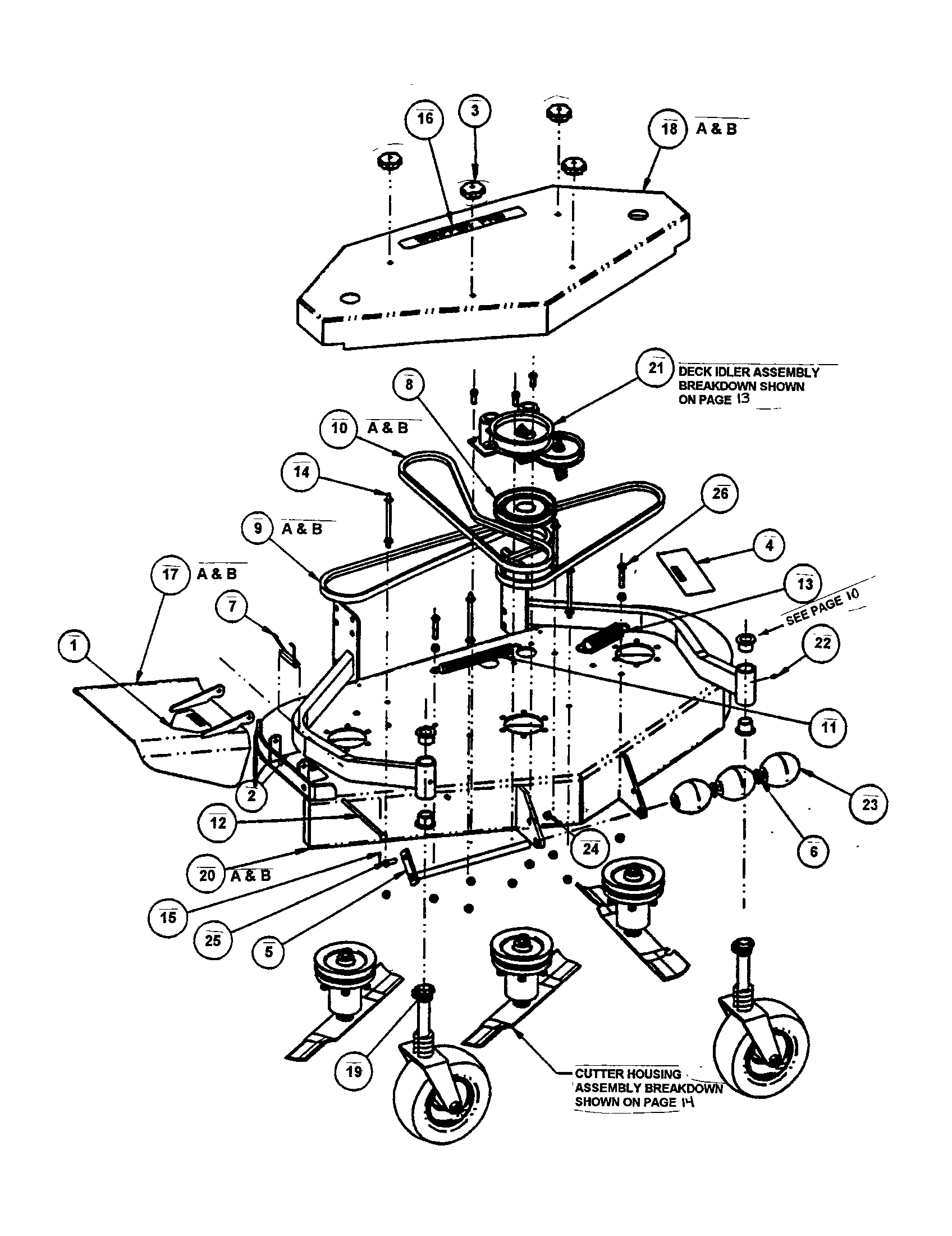 Snapper SPP140KW 48" & 52" mower deck (fixed height) diagram