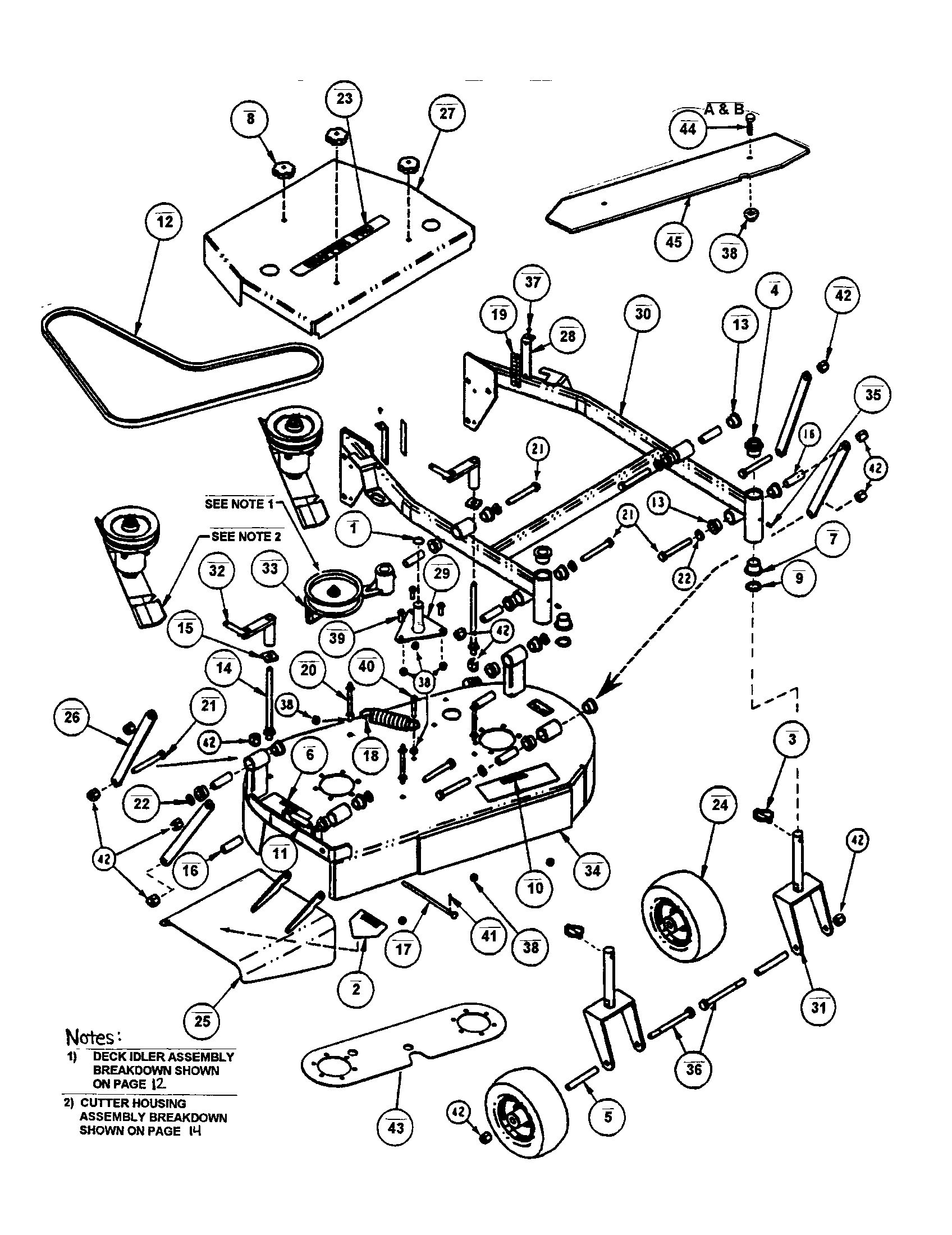 Snapper SPP140KW 36" mower deck (adjustable height) diagram