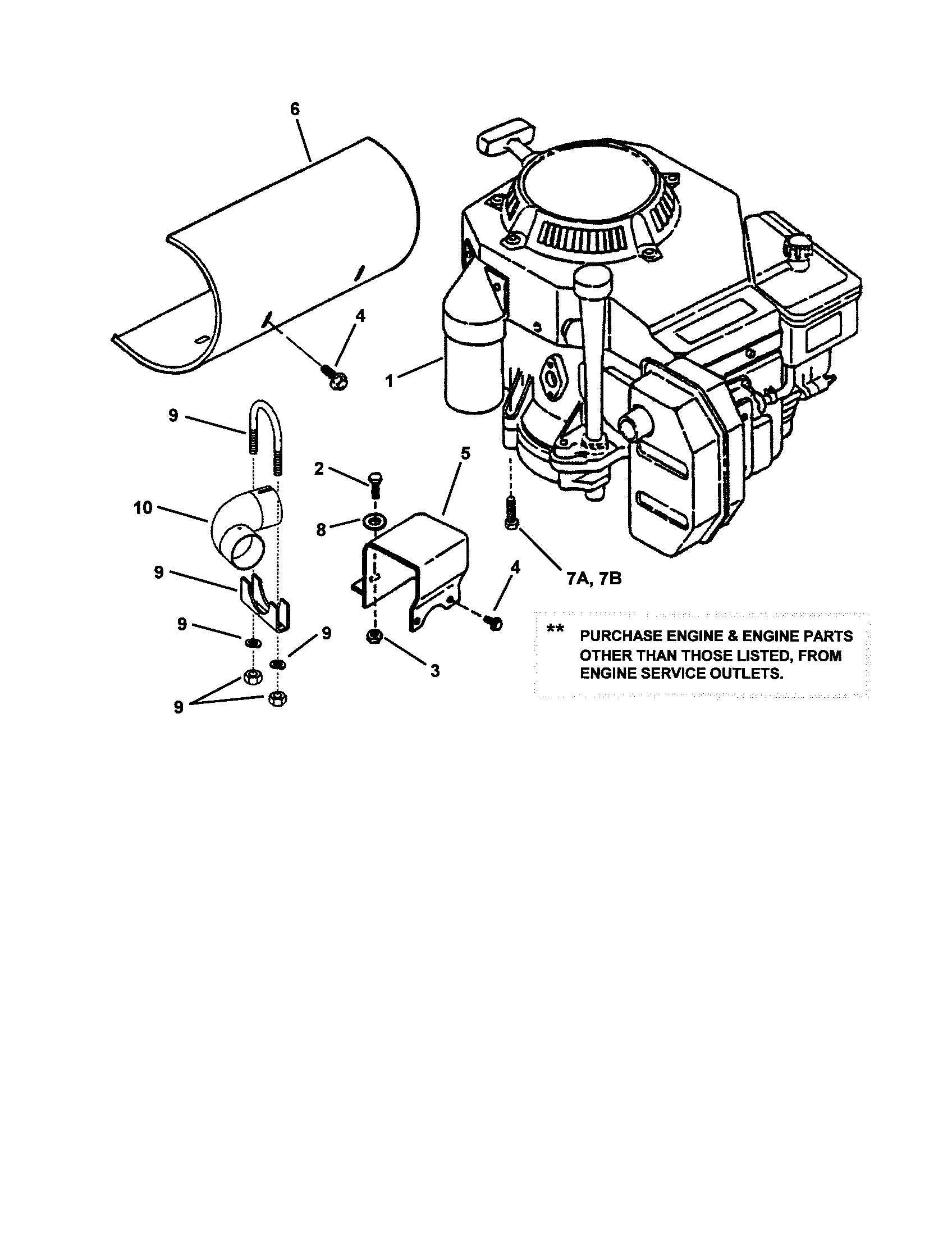 Snapper SPA520-SERIES 0 engine sub-assembly diagram