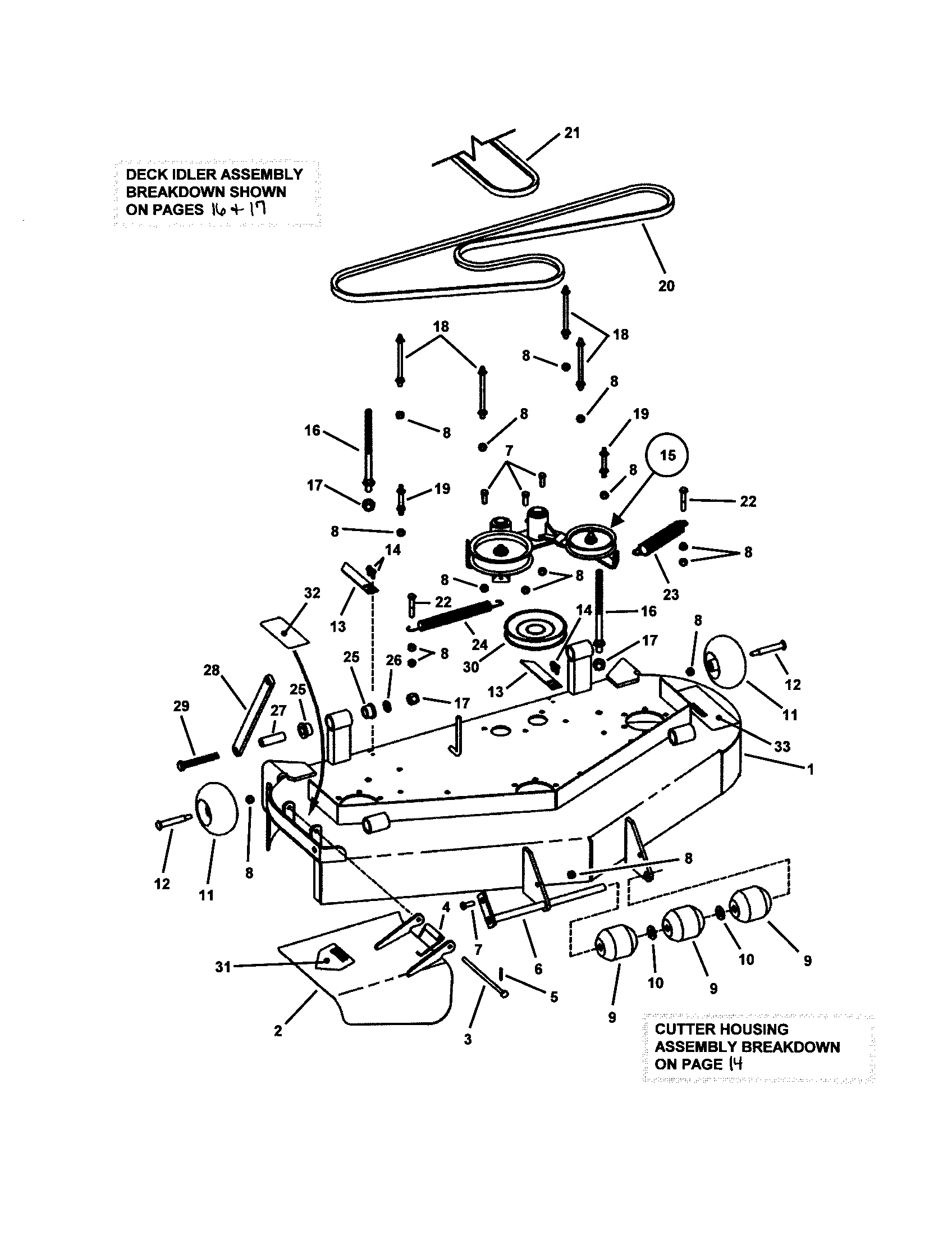 Snapper SPA520-SERIES 0 48"/52"/61" mower deck(adj. height) diagram