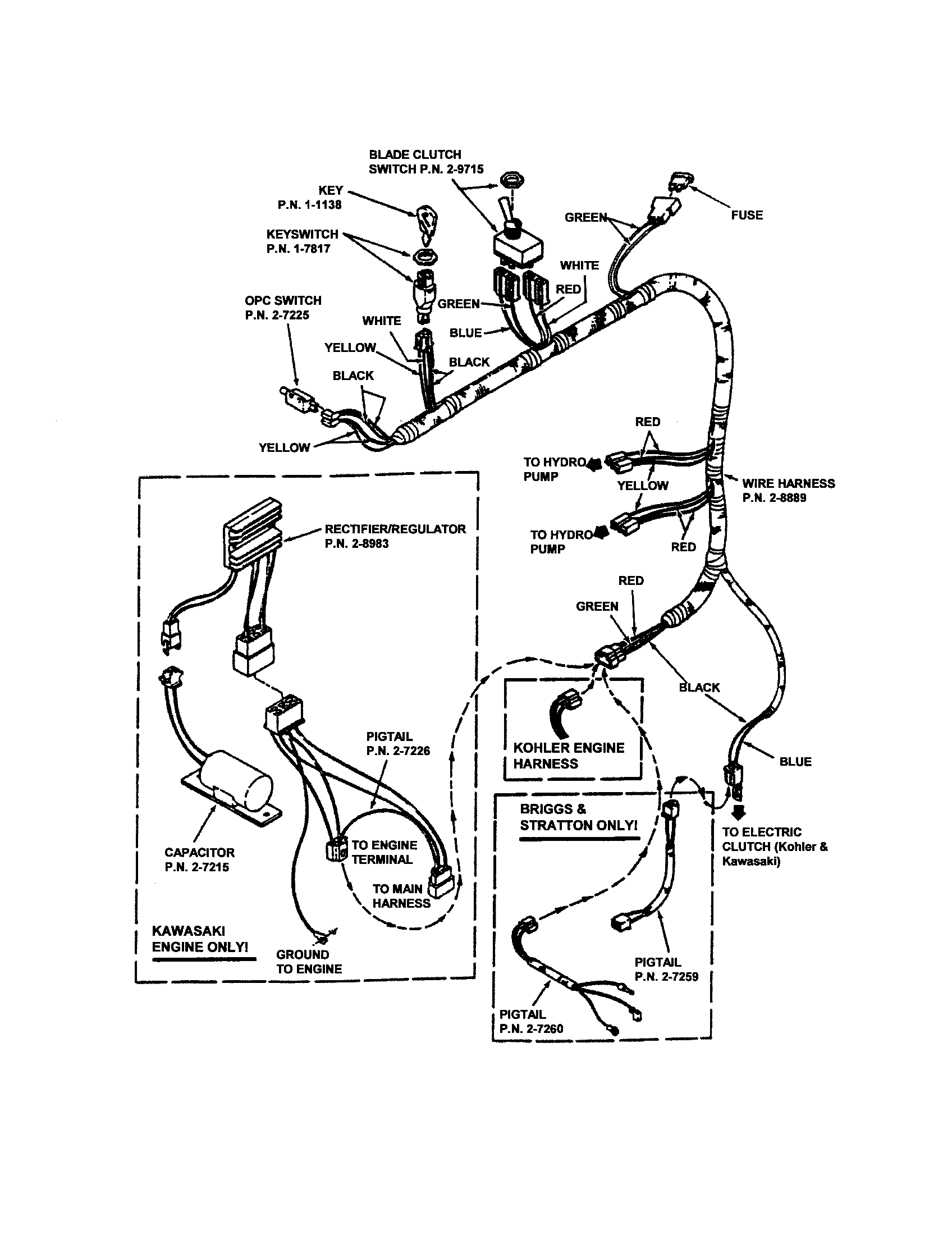 Snapper SPA520-SERIES 0 electrical (manual start) diagram