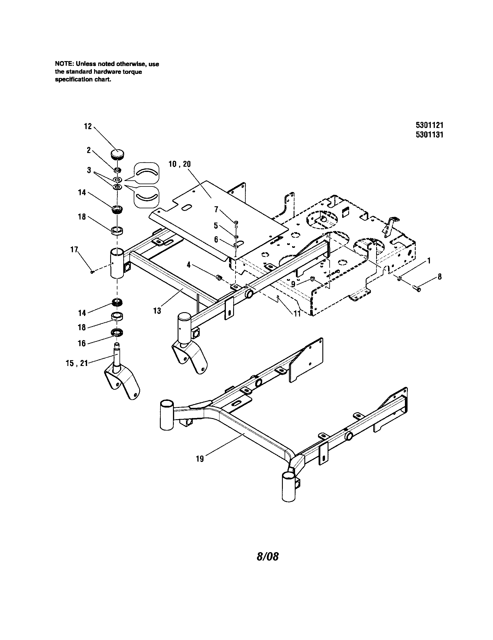 Snapper 5900700 front frame diagram