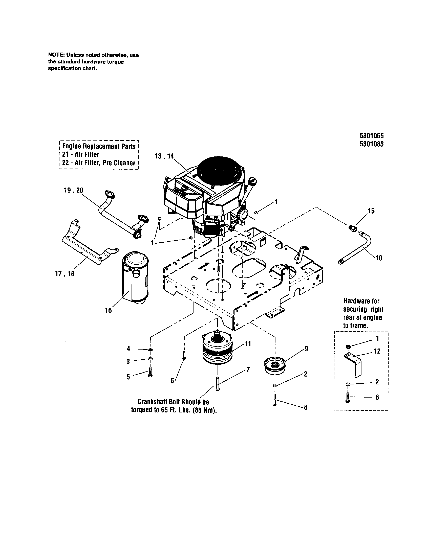 Snapper 5900700 engine/pto - 13 /17 hp kawasaki diagram