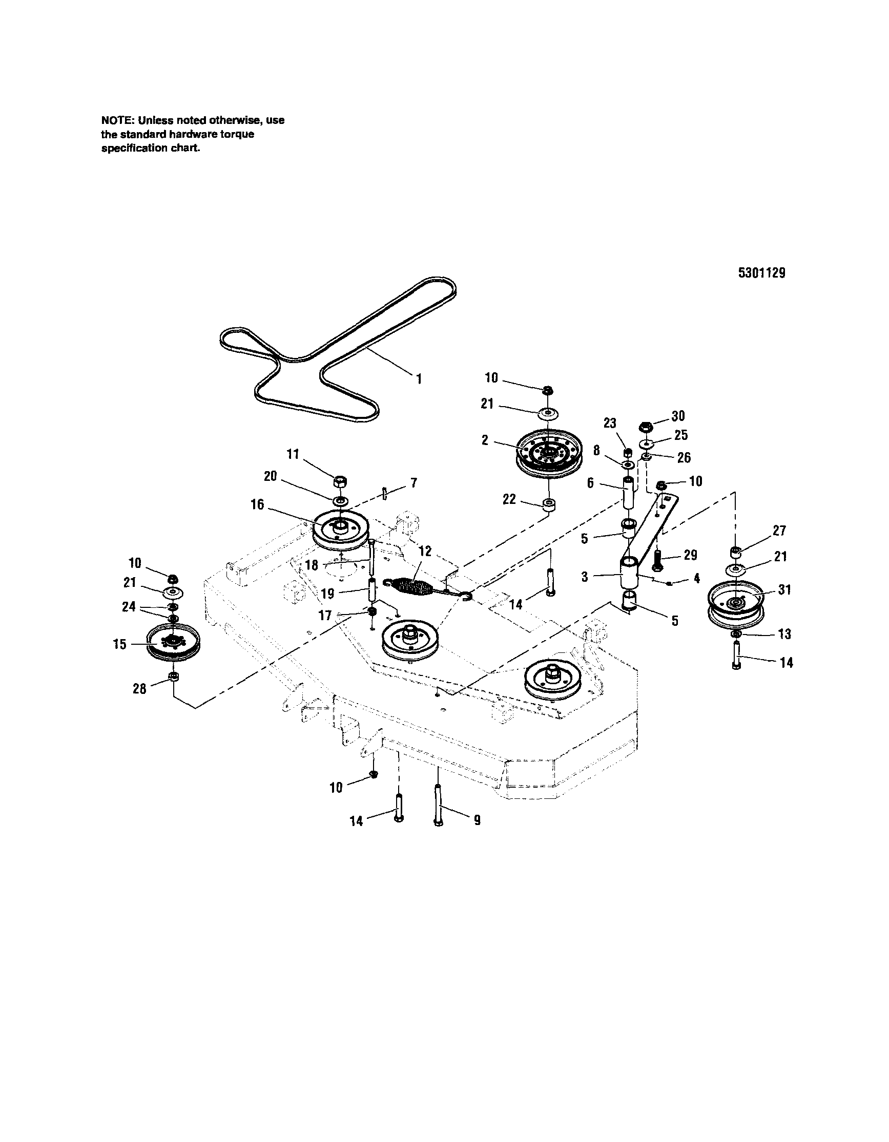 Snapper 5900700 48" deck-belts/pulleys/idler arm diagram