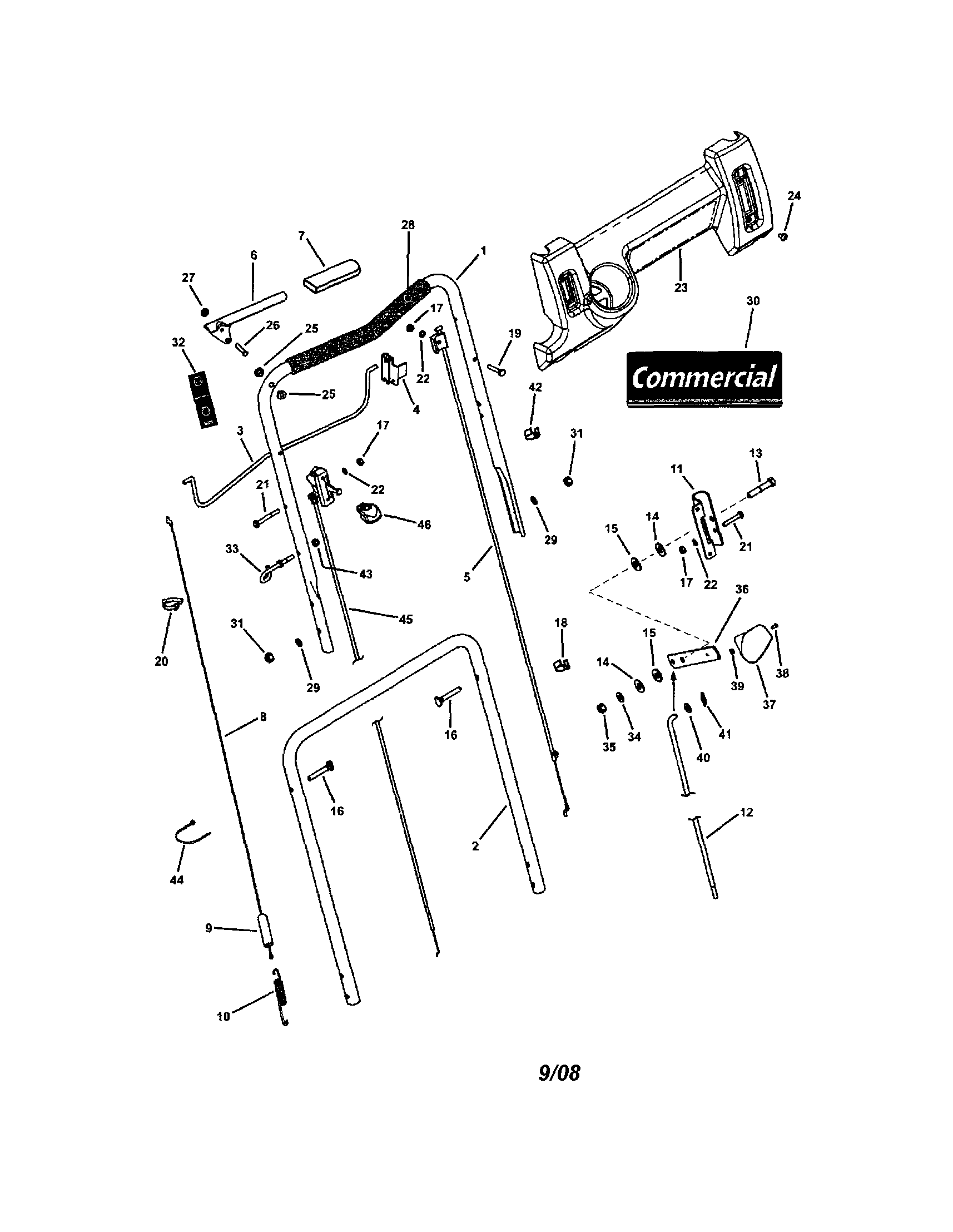 Snapper CP216019KWV (7800037) handles/controls-upper end diagram
