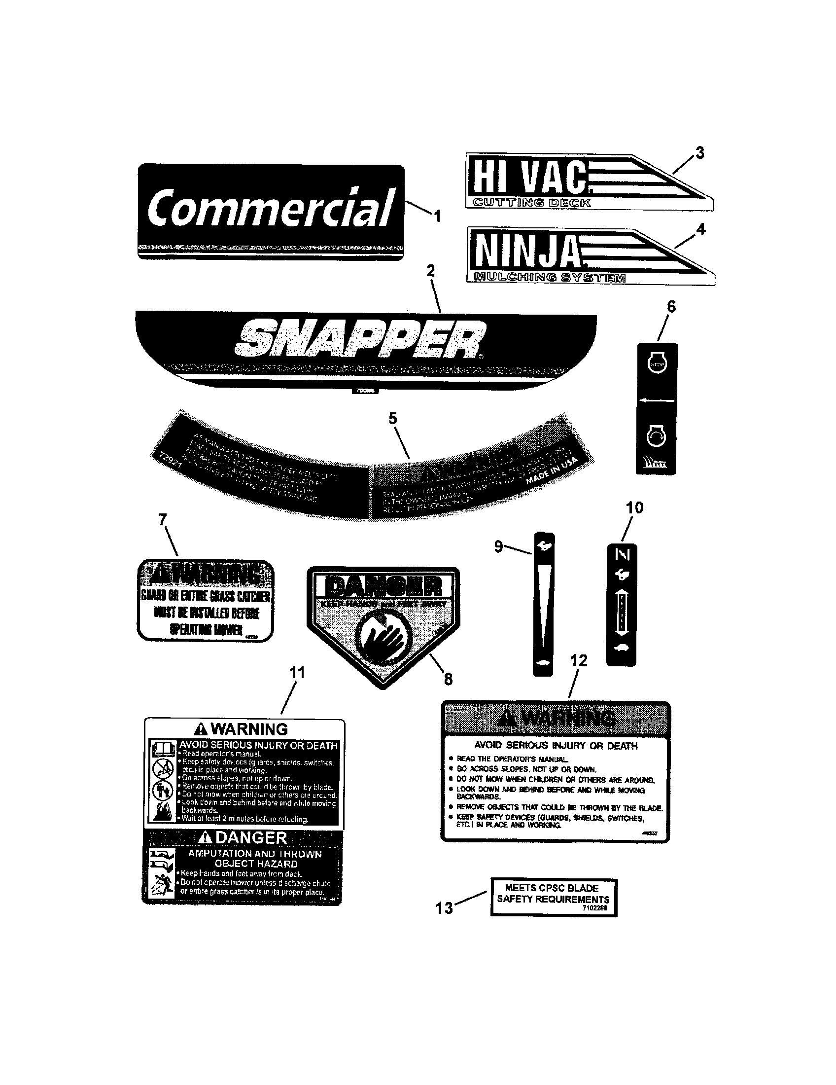 Snapper CP216019KWV (7800037) decals diagram